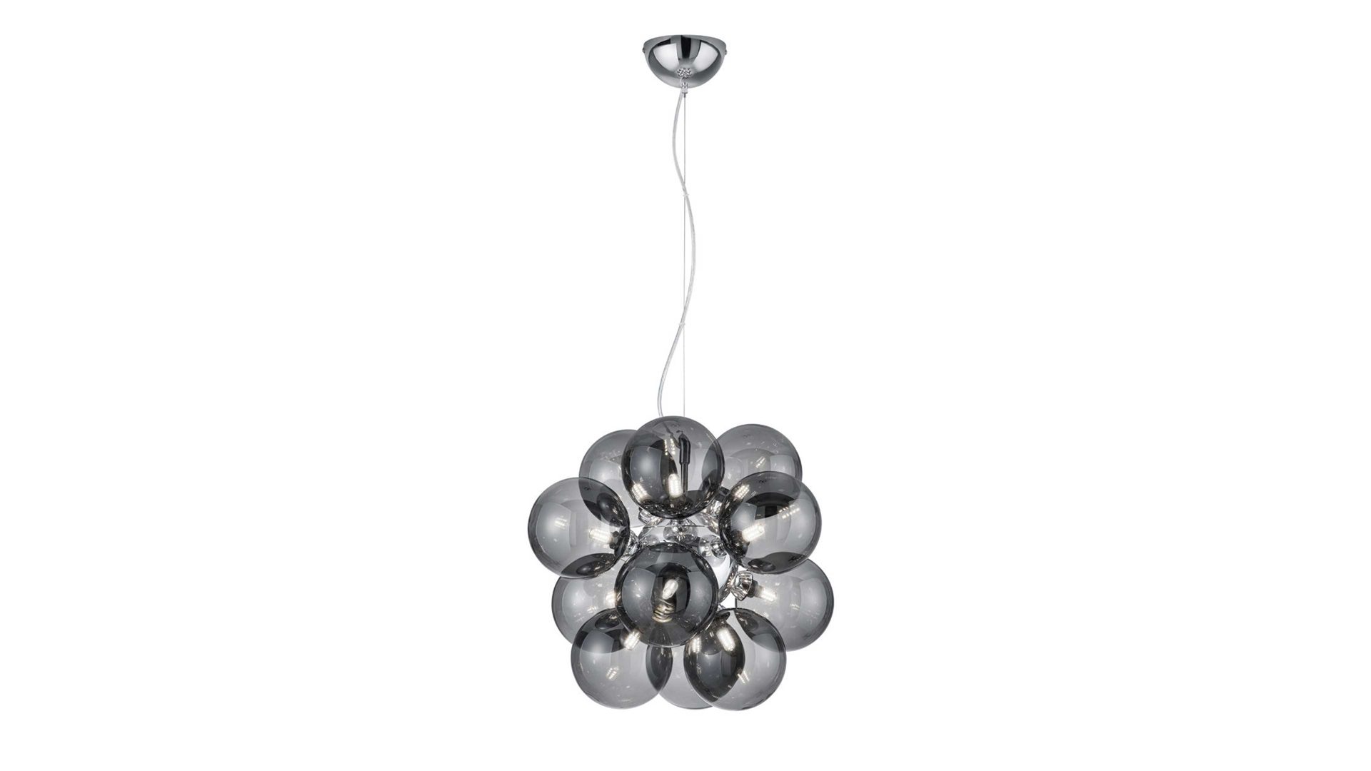 Pendelleuchte Trio leuchten aus Glas in Grau Trio Hängelampe Alicia rauchfarbenes Glas & Chrom – Durchmesser ca. 45 cm