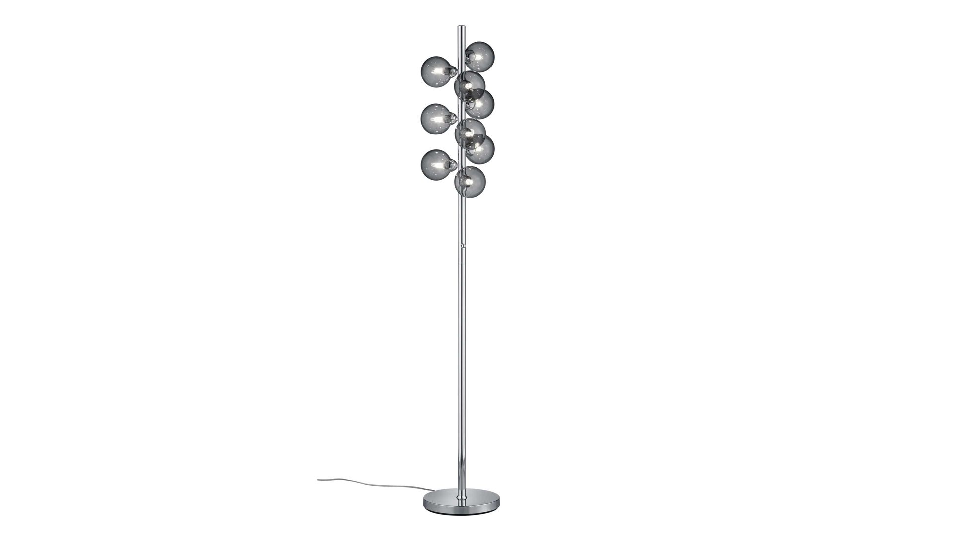 Stehleuchte Trio leuchten aus Glas in Grau Trio Stehlampe Alicia rauchfarbenes Glas & Chrom – Höhe ca. 155 cm