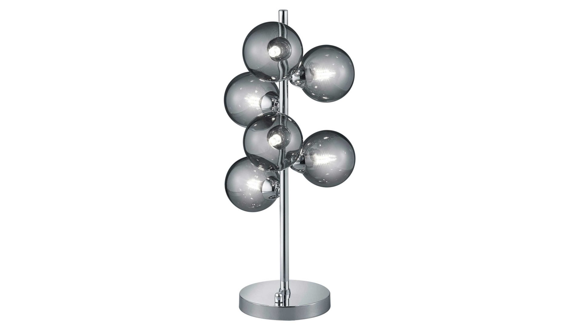 Tischleuchte Trio leuchten aus Glas in Grau Trio Tischlampe Alicia rauchfarbenes Glas & Chrom – Höhe ca. 52 cm