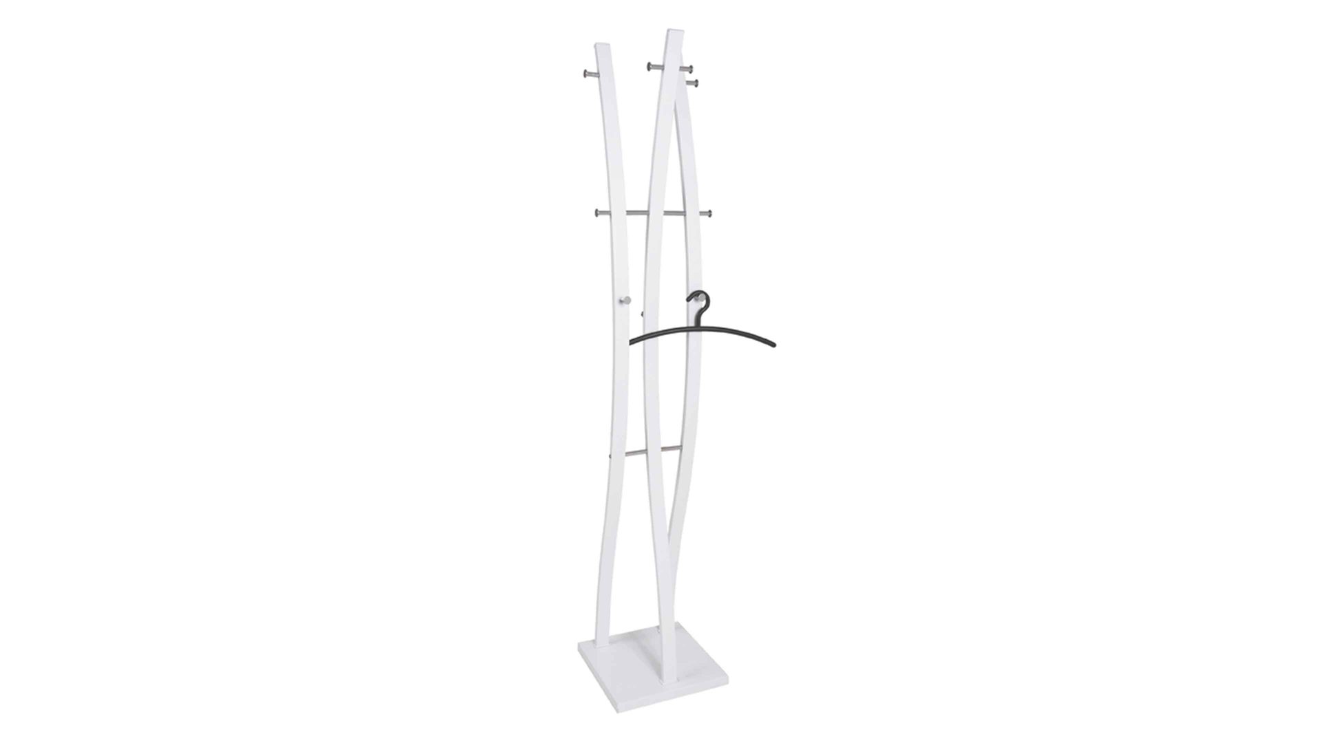 Standgarderobe Haku aus Metall in Weiß Garderobenständer als Dielenmöbel weißer Stahl & Chrom – Höhe ca. 180 cm