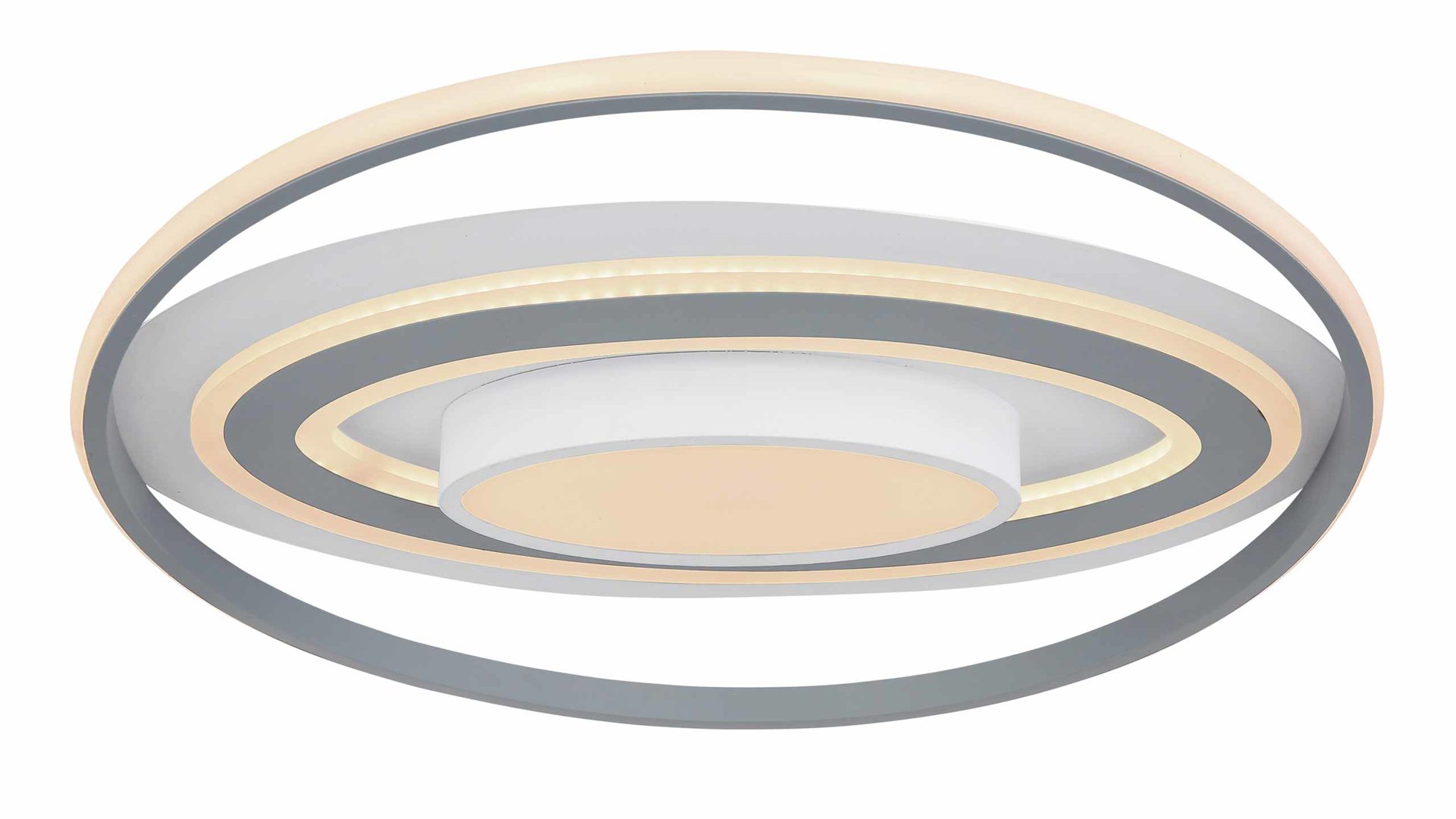 Deckenleuchte Globo lighting aus Kunststoff Aluminium in Hellgrau Weiß GLOBO Deckenleuchte LEOLA Deckenlampe rund ca. 57 cm, Aluminium weiss, Kunststoff opal und grau
