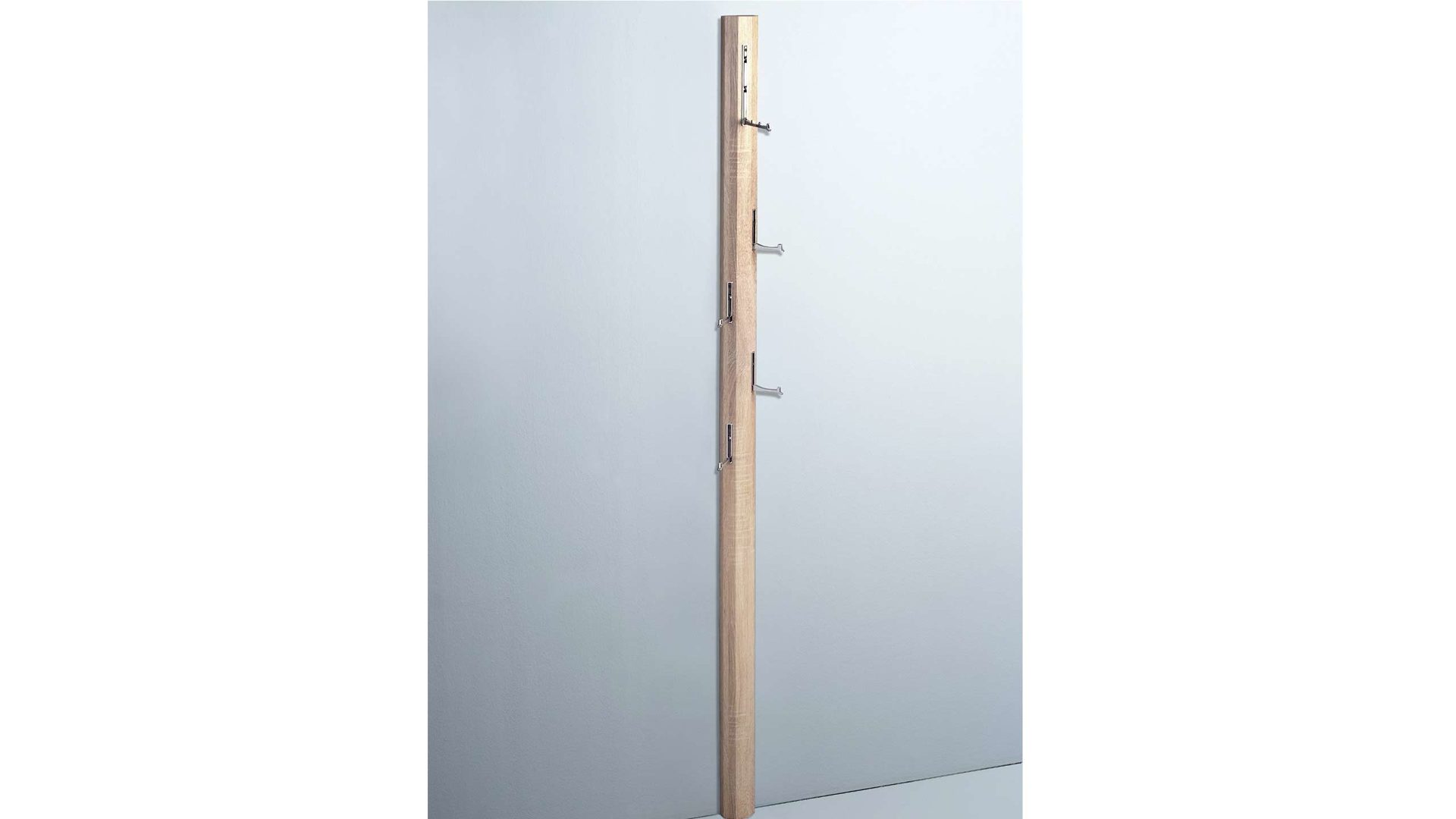 Wandgarderobe M2 kollektion aus Holz Nachbildung in Holzfarben M 2 Garderobe Palo Eiche Sonoma Nachbildung & Metall verchromt - mit 5 Haken