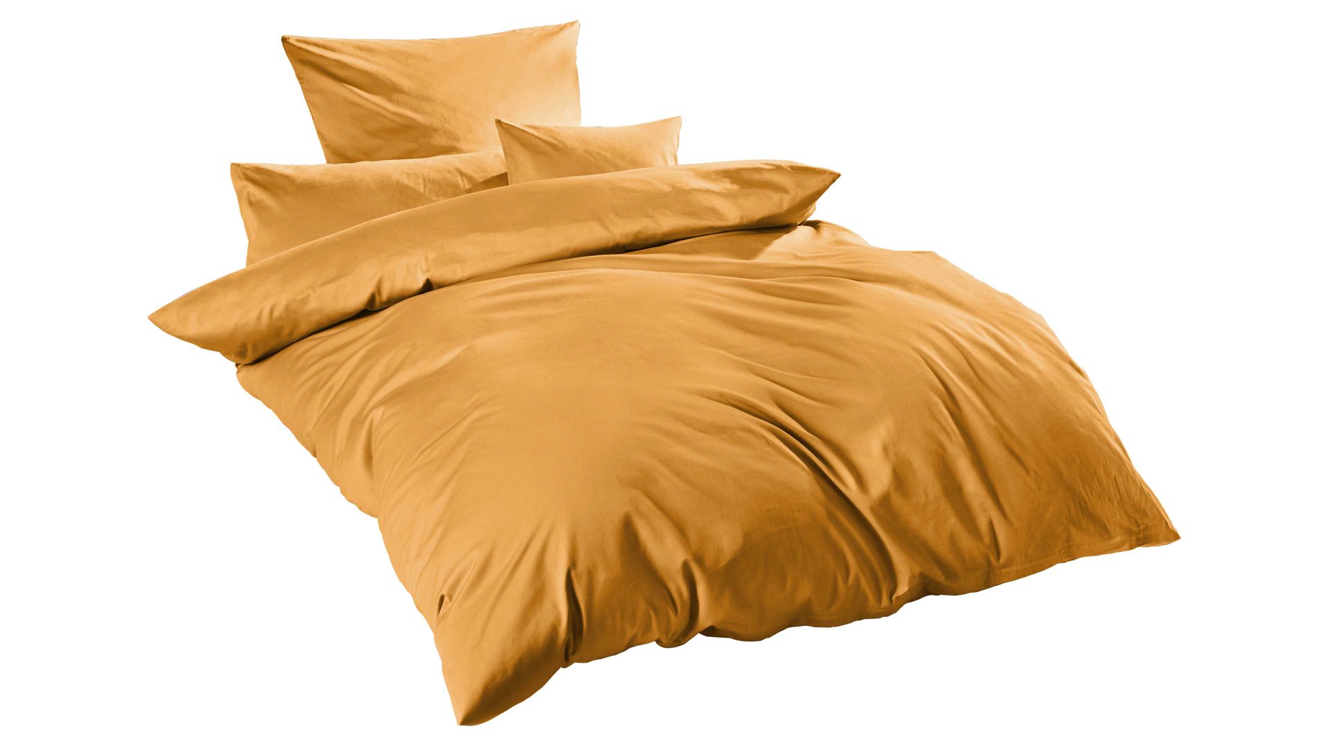 Bettwäsche-Set H.g. hahn haustextilien aus Stoff in Gelb HAHN Luxus-Satin-Bettwäsche Sempre senffarbener Baumwollsatin – zweiteilig, ca. 155 x 200 cm