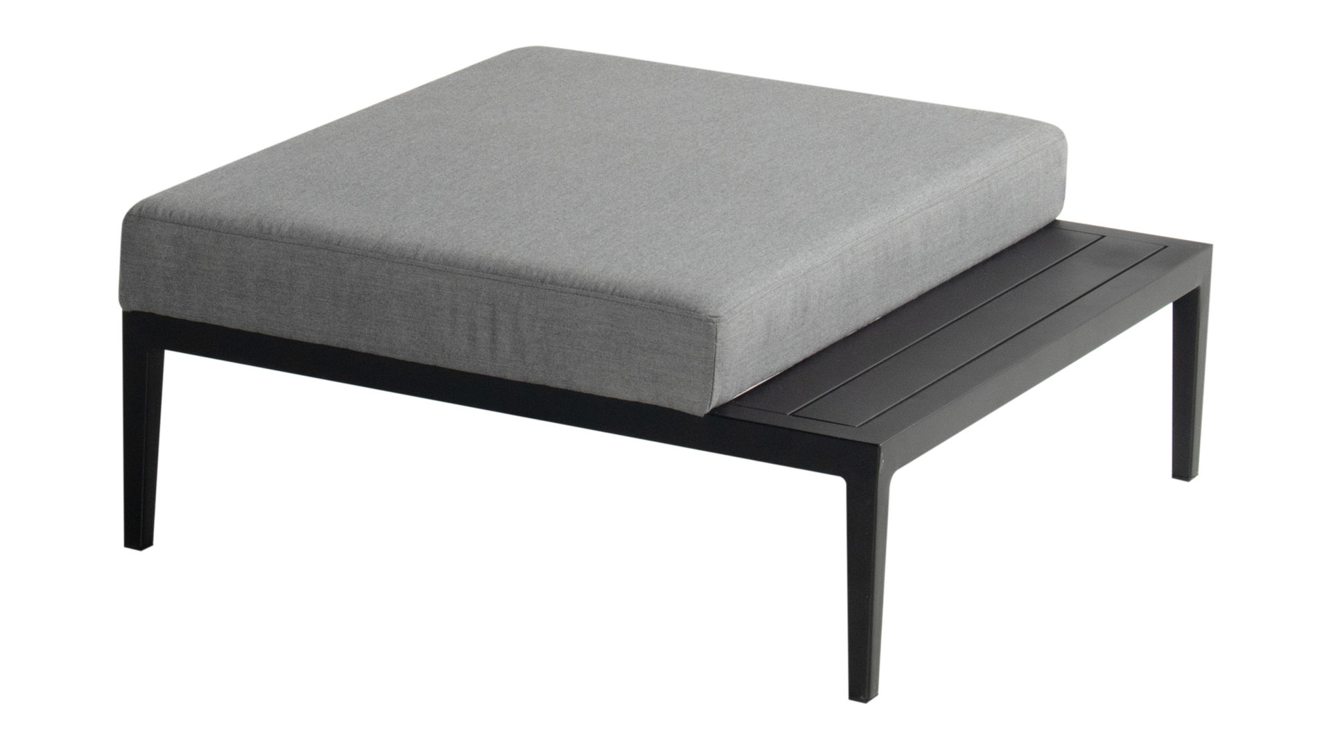 Loungemöbel Hartman outdoor products aus Metall Stoff in Grau Schwarz SCHÖNER WOHNEN Lounge-Hocker Curaçao graues Sunbrella®-Polster & schwarzes Aluminiumgestell