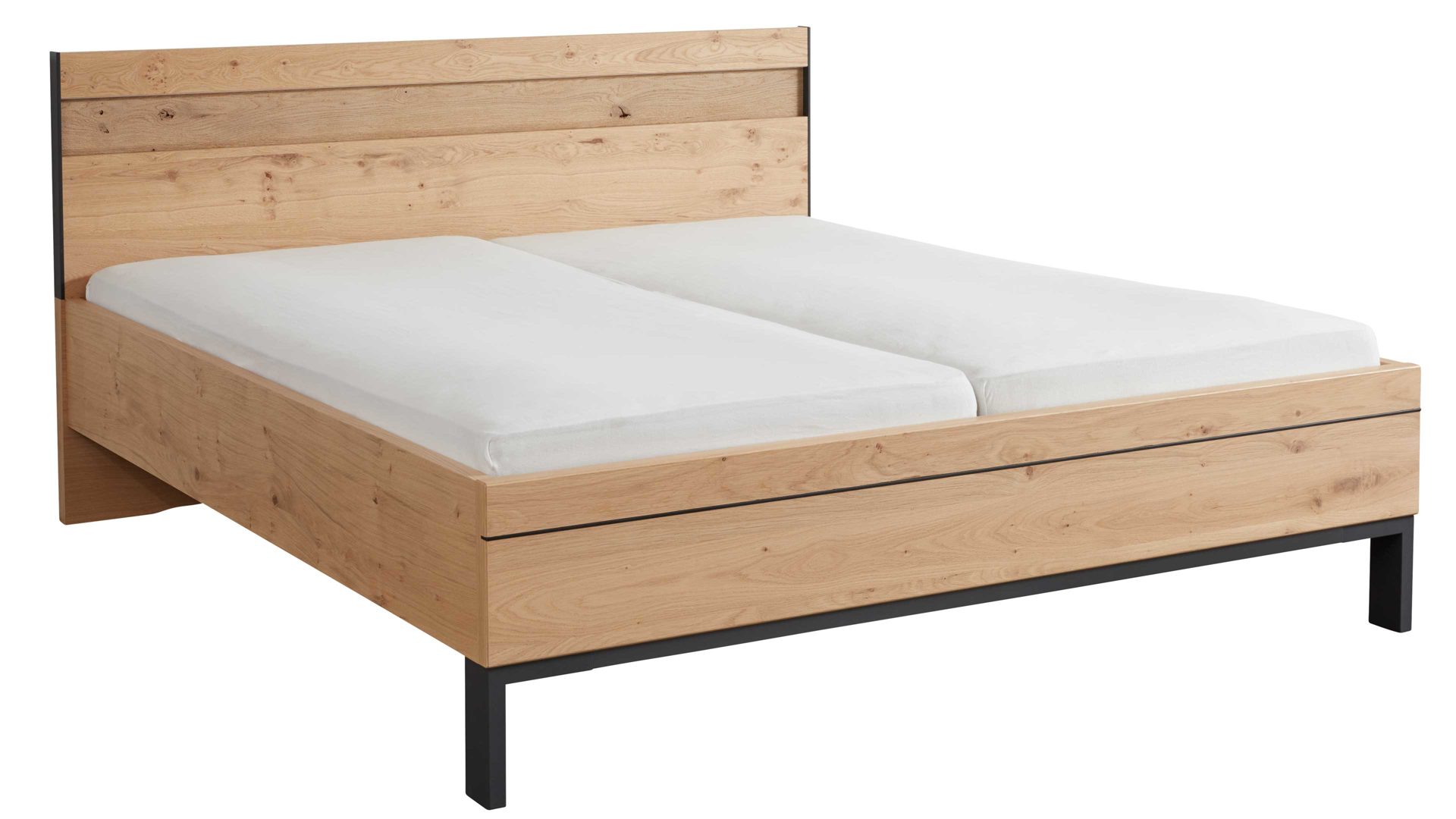 Bettgestell Interliving aus Holz in Holzfarben Interliving Schlafzimmer Serie 1024 – Bettgestell 87438 Winkelfüße, Liegefläche ca. 200 x 200 cm - Balkeneiche