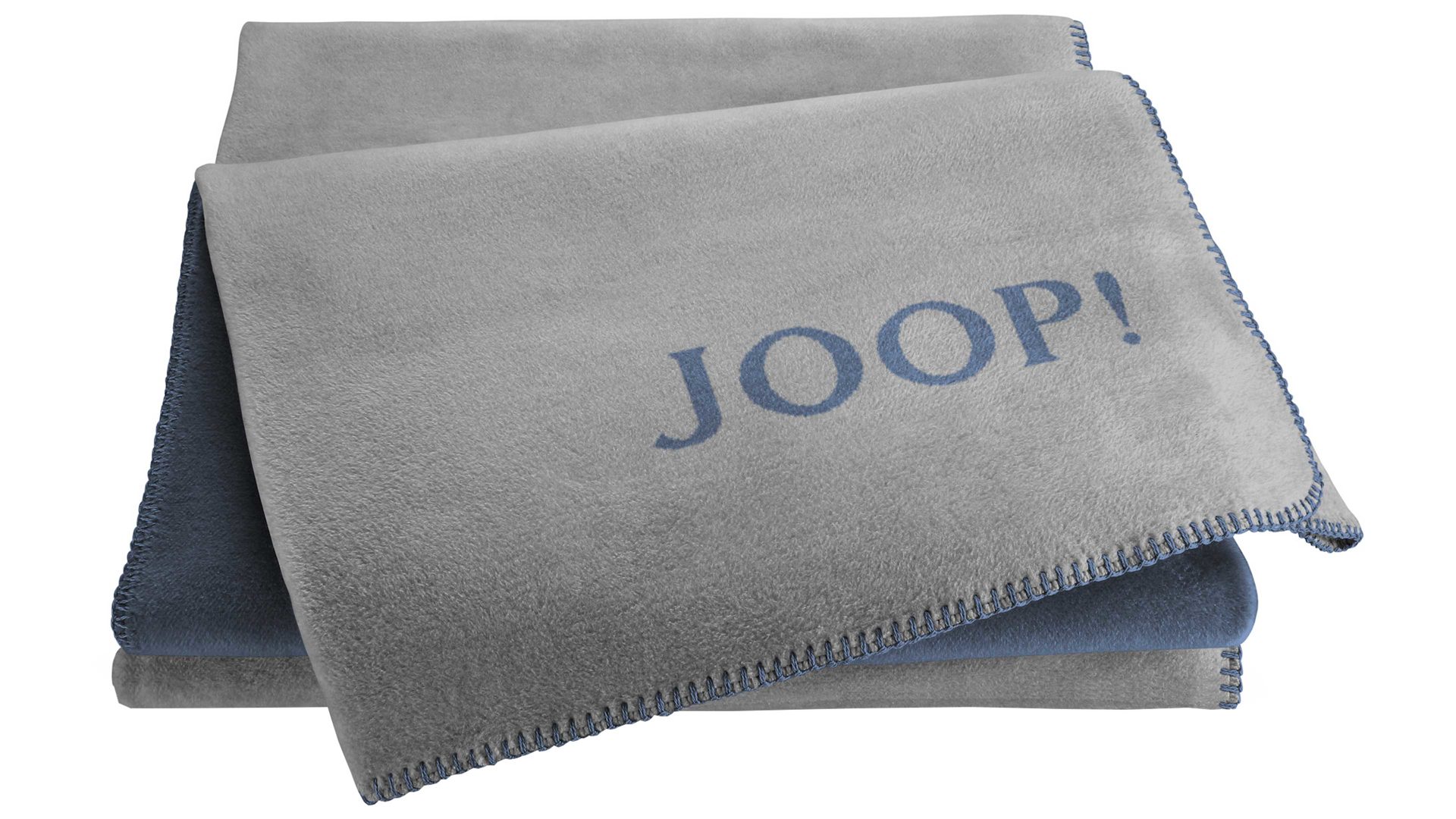 Wohndecke Biederlack aus Stoff in Grau JOOP! Wohndecke Melange Doubleface Silber & Navy – ca. 150 x 200 cm