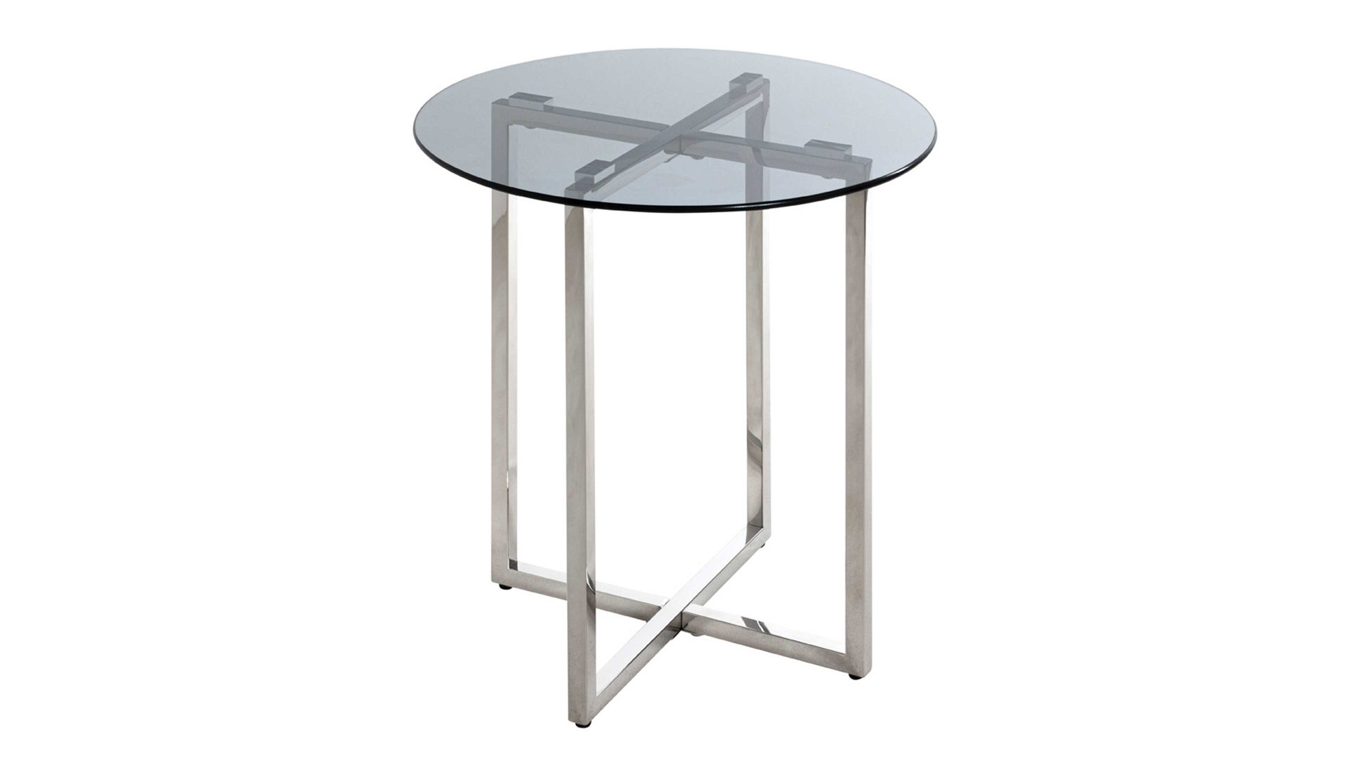 Beistelltisch Haku aus Glas in Grau Beistelltisch graues Glas & Edelstahl - Durchmesser ca. 50 cm