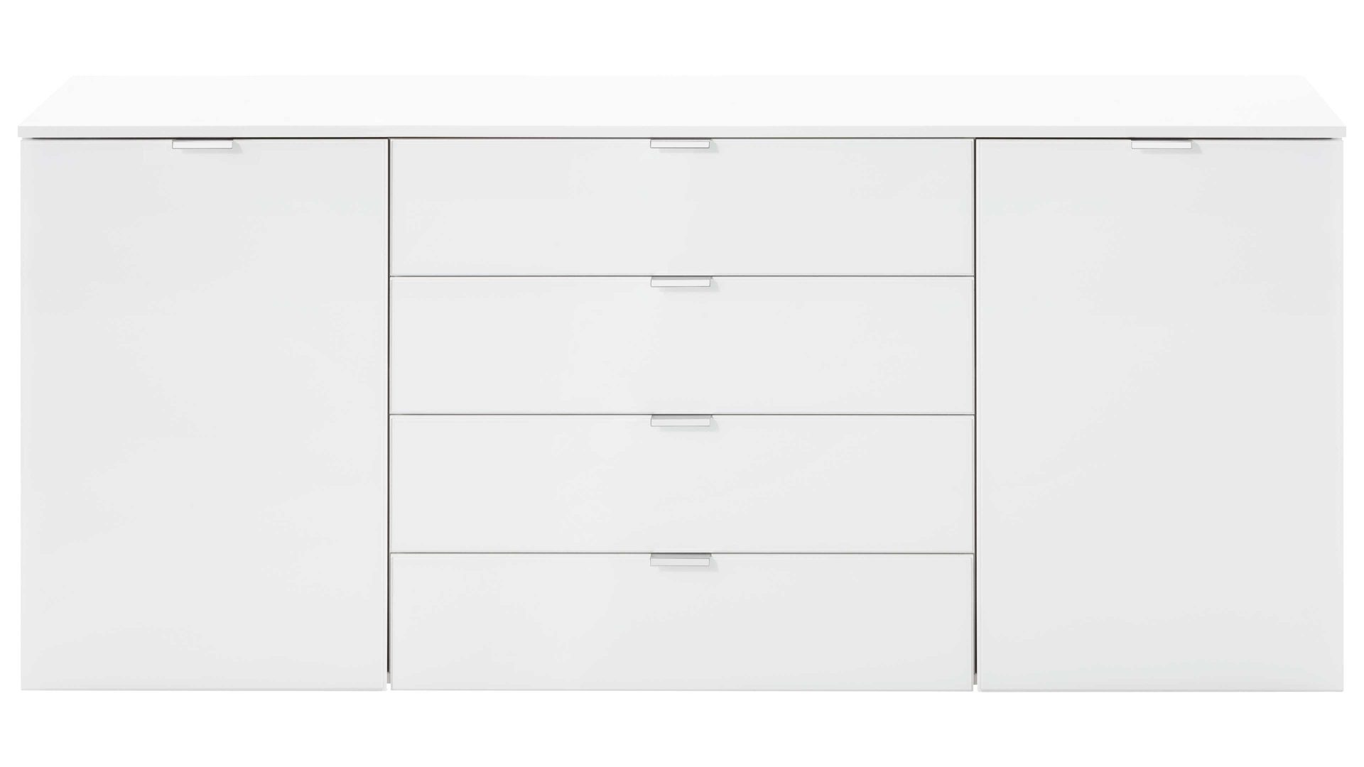 Sideboard Express möbel aus Holz in Weiß Sideboard One, auch als Dielenmöbel einsetzbar Polarweiß – zwei Türen & vier Schubladen, Länge ca. 180 cm