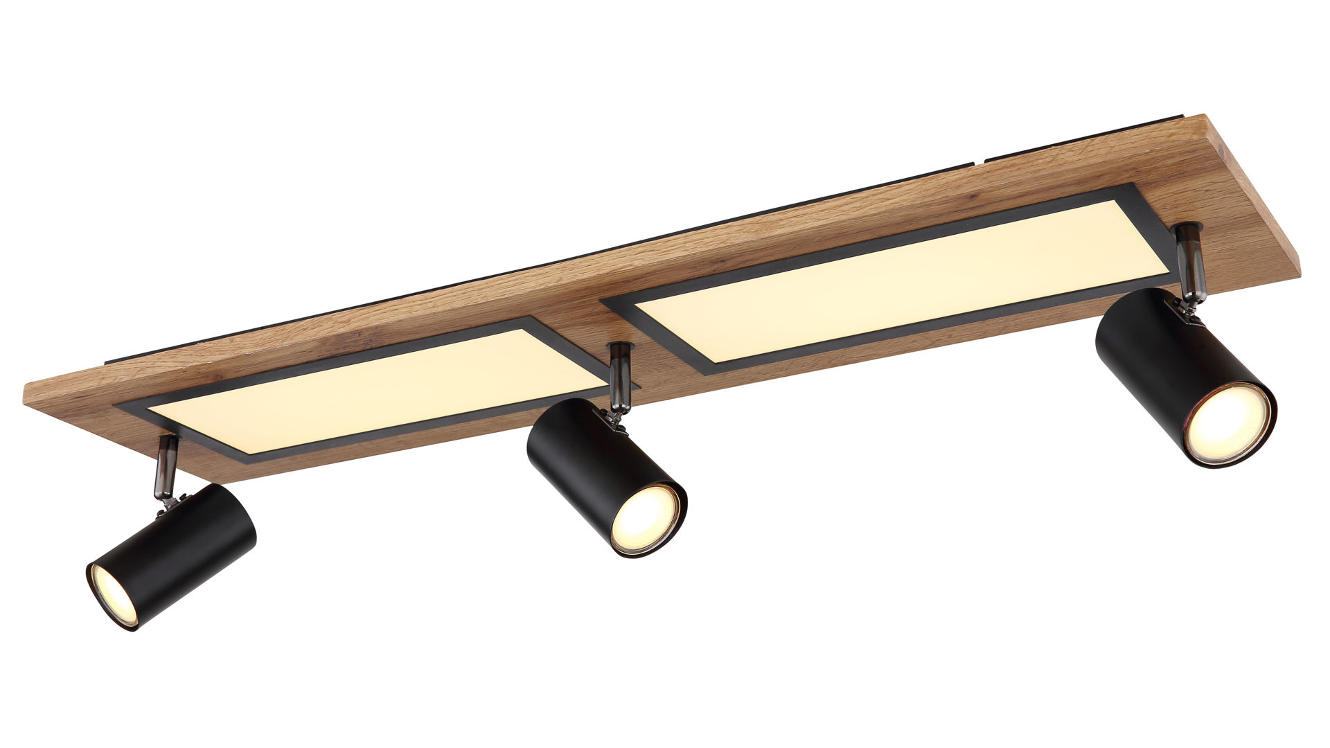 Deckenstrahler Globo lighting aus MDF in Holzfarben Dunkel GLOBO Strahler ULLA rechteckig - Mattschwarz - ca. 80 x 200 cm