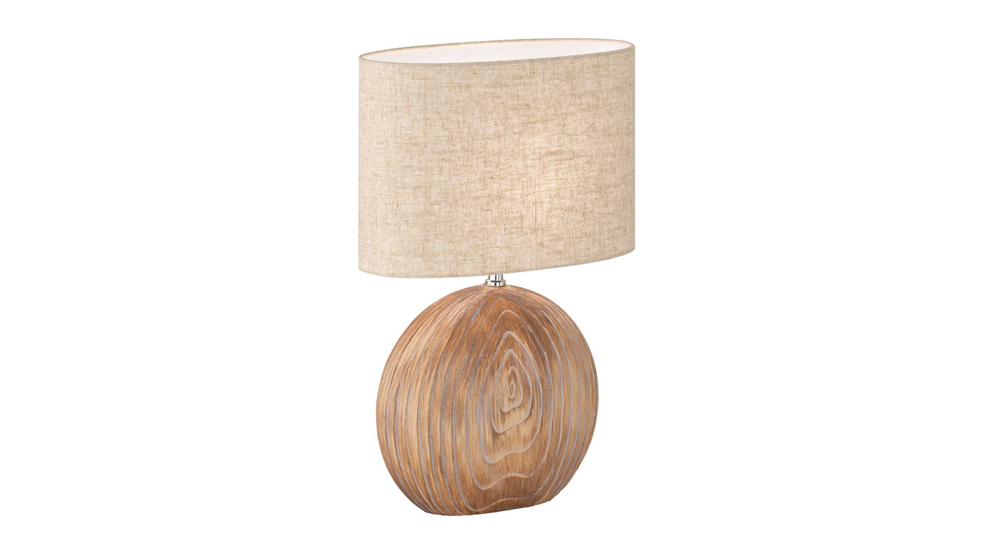 Tischleuchte Fh fischer & honsel aus Textil in Beige FH Tischleuchte Tobse holzfarbene Keramik & Leinen - Höhe ca. 53 cm