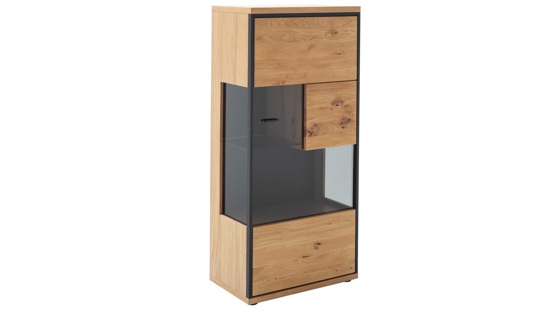Highboard Mca furniture aus Holz in Holzfarben Wohnprogramm Bari - Highboard Asteiche Bianco – eine Türe, Breite ca. 68 cm