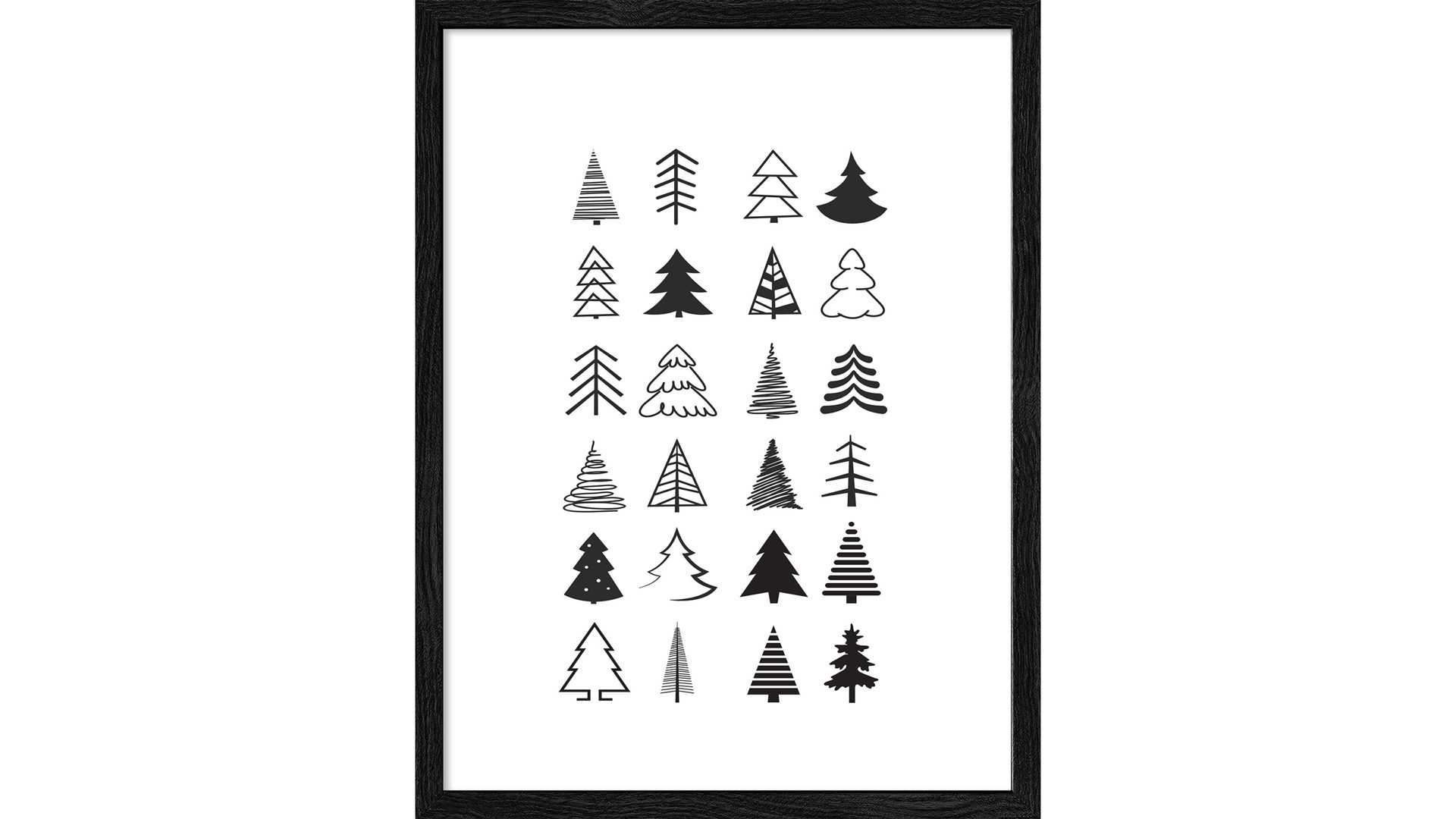 Kunstdruck Pro®art bilderpalette aus Karton / Papier / Pappe in Weiß PRO®ART Kunstdruck Christmas 3 Weiß & Schwarz - ca. 33 x 43 cm