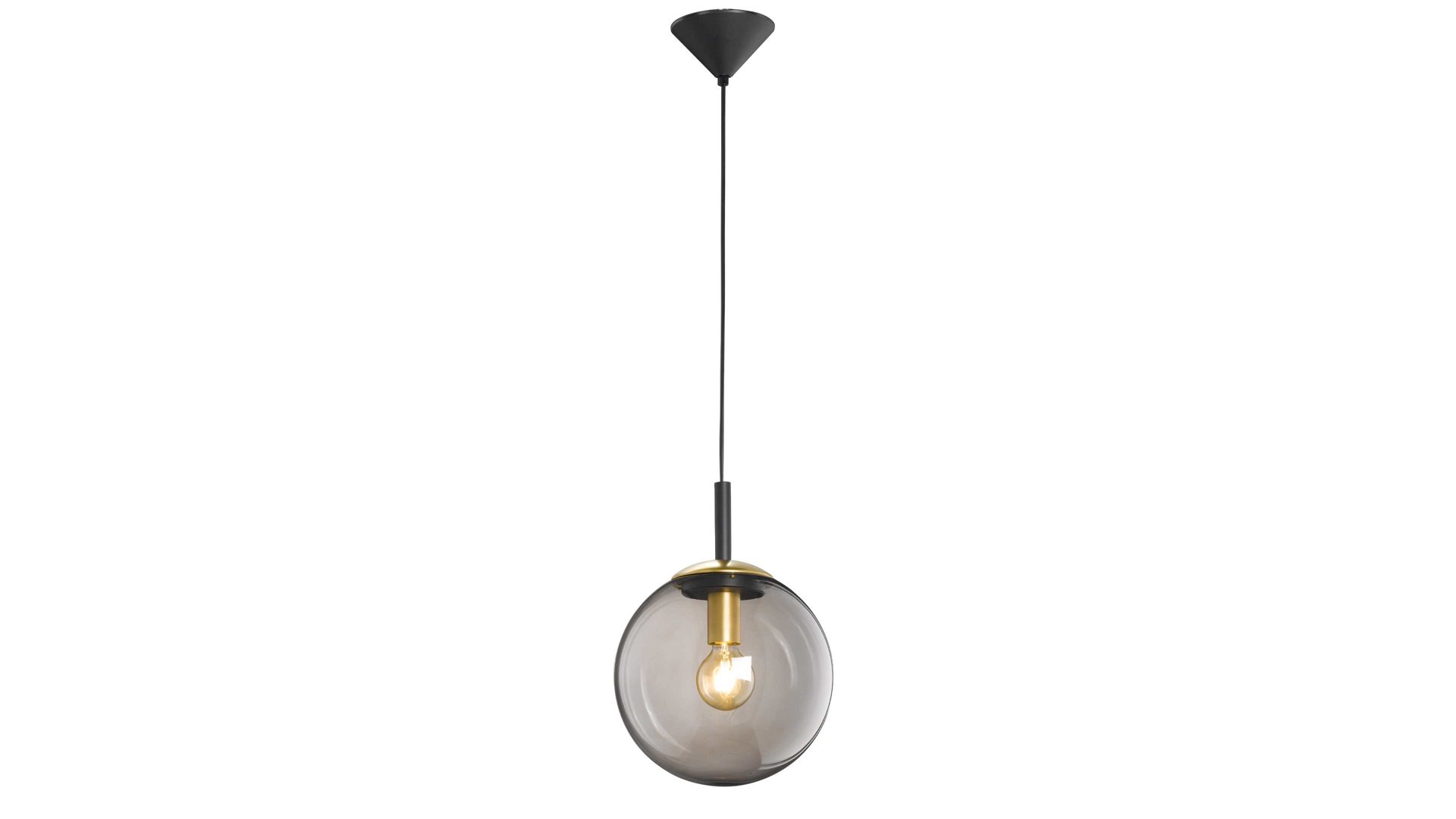 Pendelleuchte Fh fischer & honsel aus Glas in Dunkelgrau FH Hängelampe Dini Rauchglas – Durchmesser ca. 25 cm