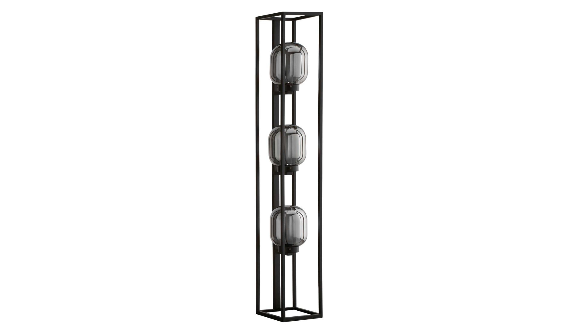 Stehleuchte Fh fischer & honsel aus Glas in Dunkelgrau FH Stehleuchte Regi Rauchglas & schwarzes Metall - Höhe ca. 130 cm
