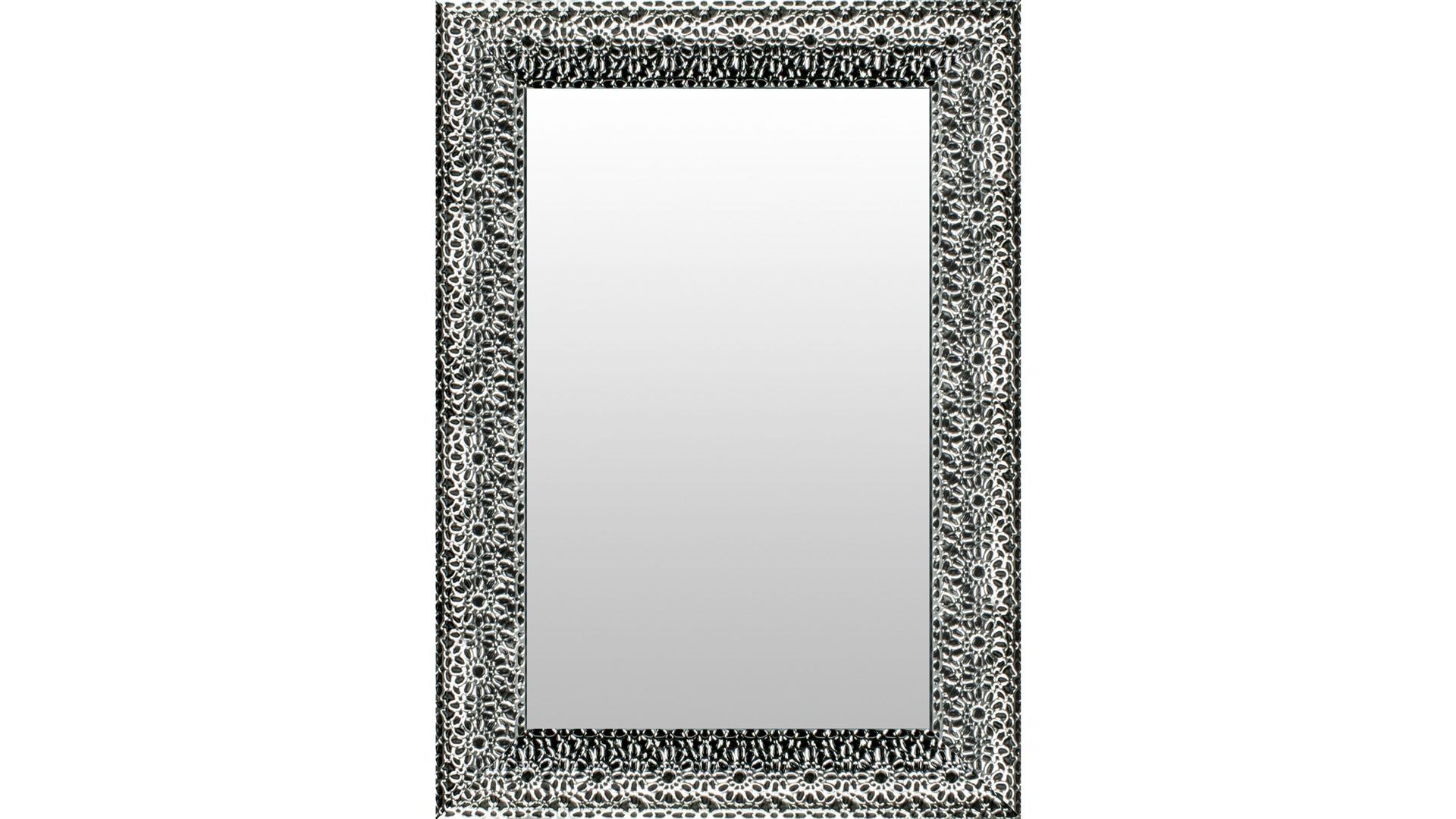 Wandspiegel Len-fra aus Spiegel Kunststoff in Silber Schwarz LEN-FRA Wandspiegel Garderobenspiegel DUNKERQUE 03 ca. 87 x 137 cm, Rahmen Blume silber schwarz