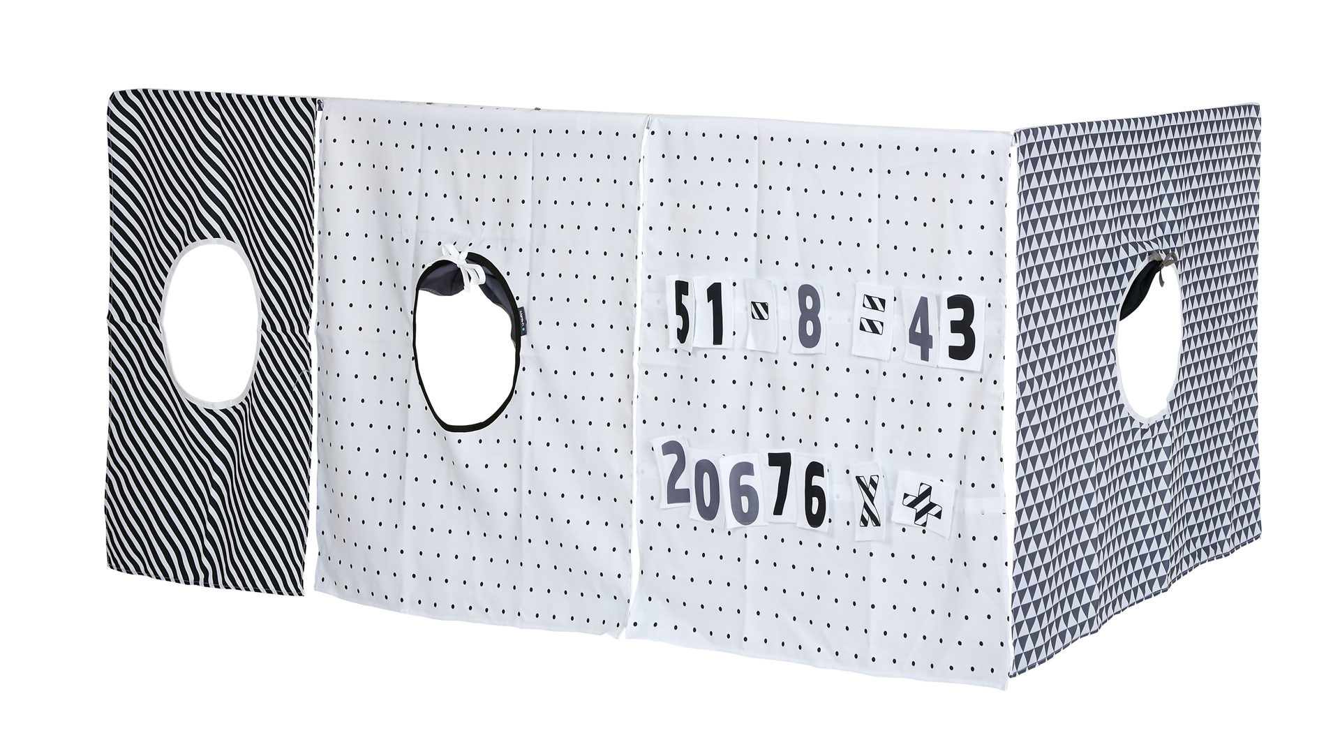Spielbett-Zubehör Manis-h aus Stoff in Schwarz Manis-h Spielvorhang Numbers Schwarz & Weiß mit Zahlenmotiv