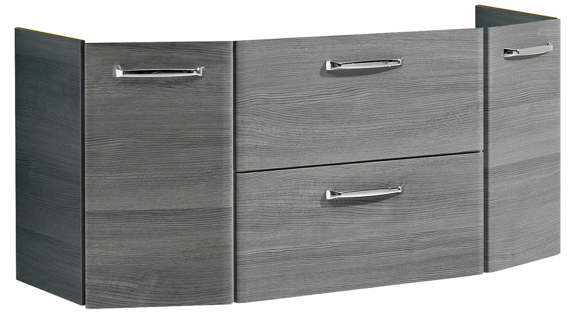 Waschbeckenunterschrank Pelipal aus Holz in Grau pelipal Quickset 328 - Waschtischunterschrank Graphit - drei Türen, eine Schublade, Breite ca. 111 cm