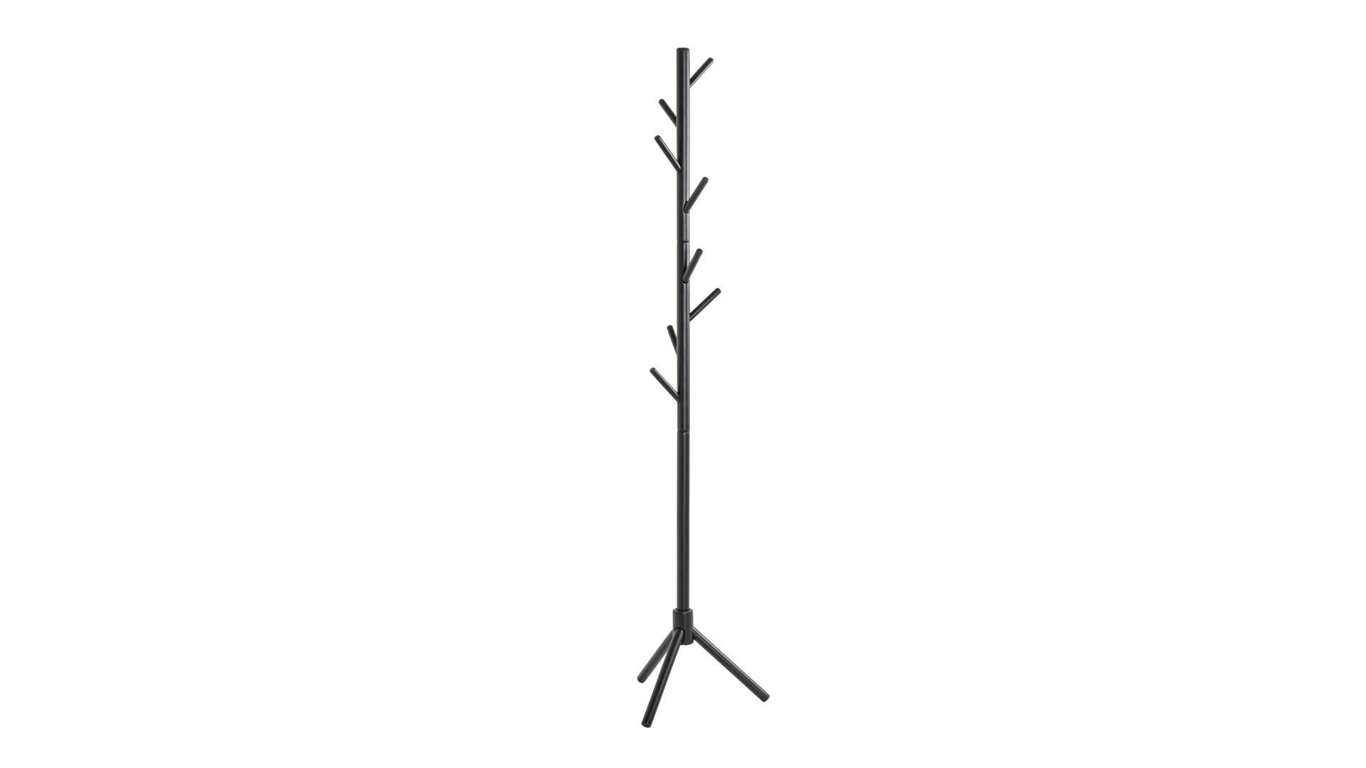 Standgarderobe Haku aus Holz in Schwarz Garderobenständer schwarzes Massivholz - Höhe ca. 174 cm