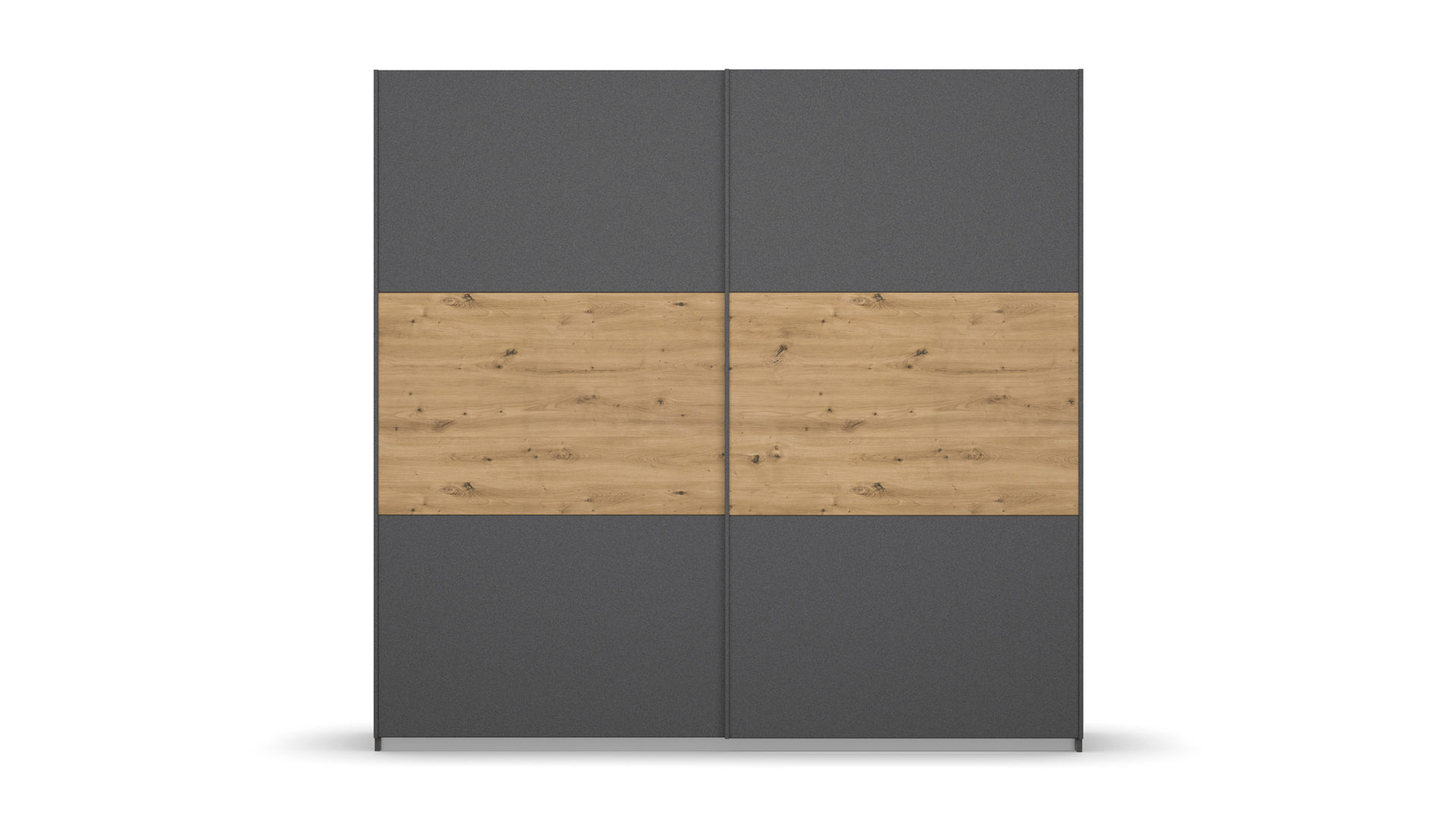 Kleiderschrank Rauch aus Holz in Grau rauch BLUE Miro - Schwebetürenschrank Grau-Metallic & Eiche Artisan - Breite ca. 218 cm