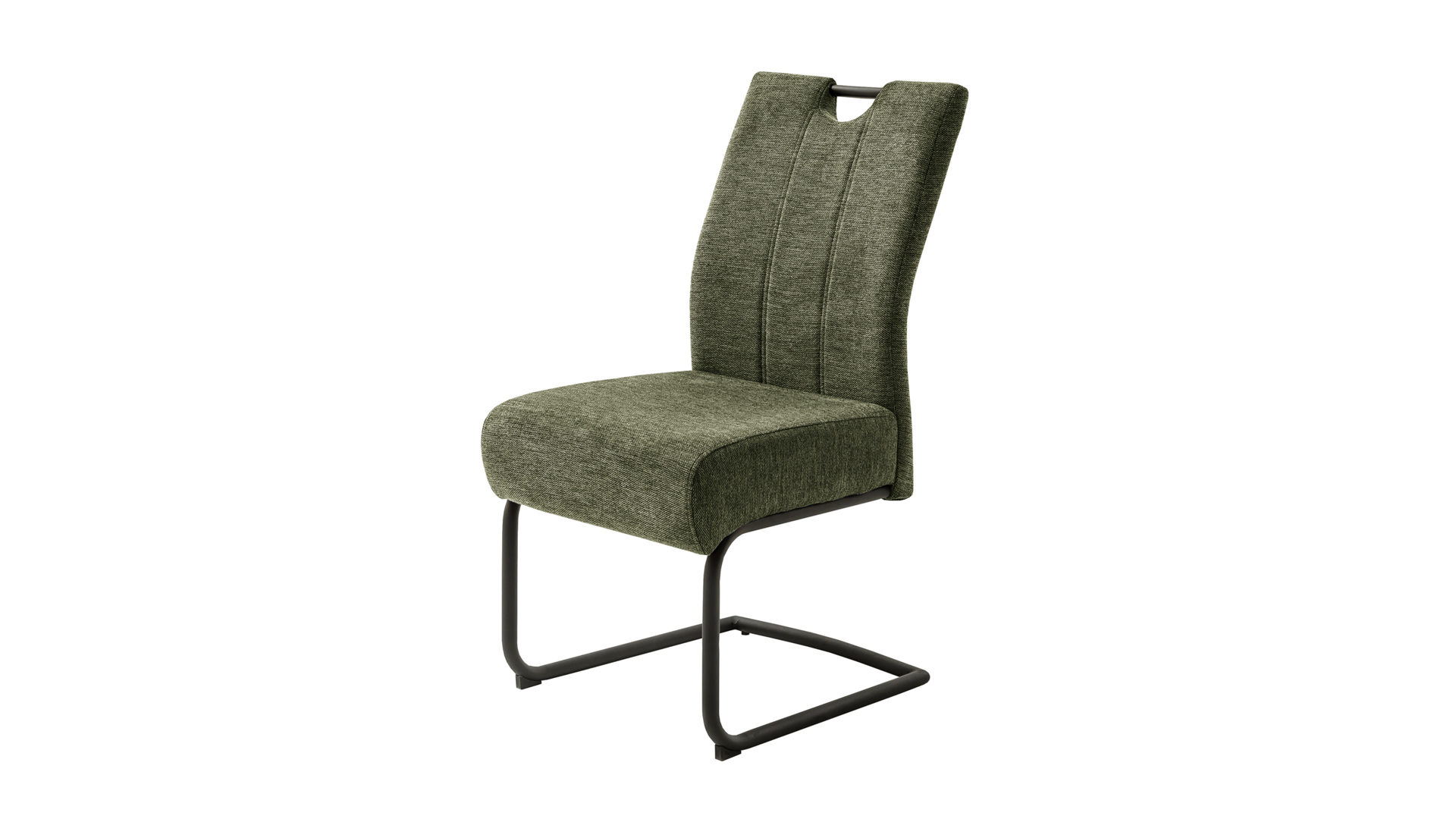 Schwingstuhl Mca furniture aus Stoff in Grün Schwingstuhl Amery olivfarbener Stoffbezug & schwarzes Metall