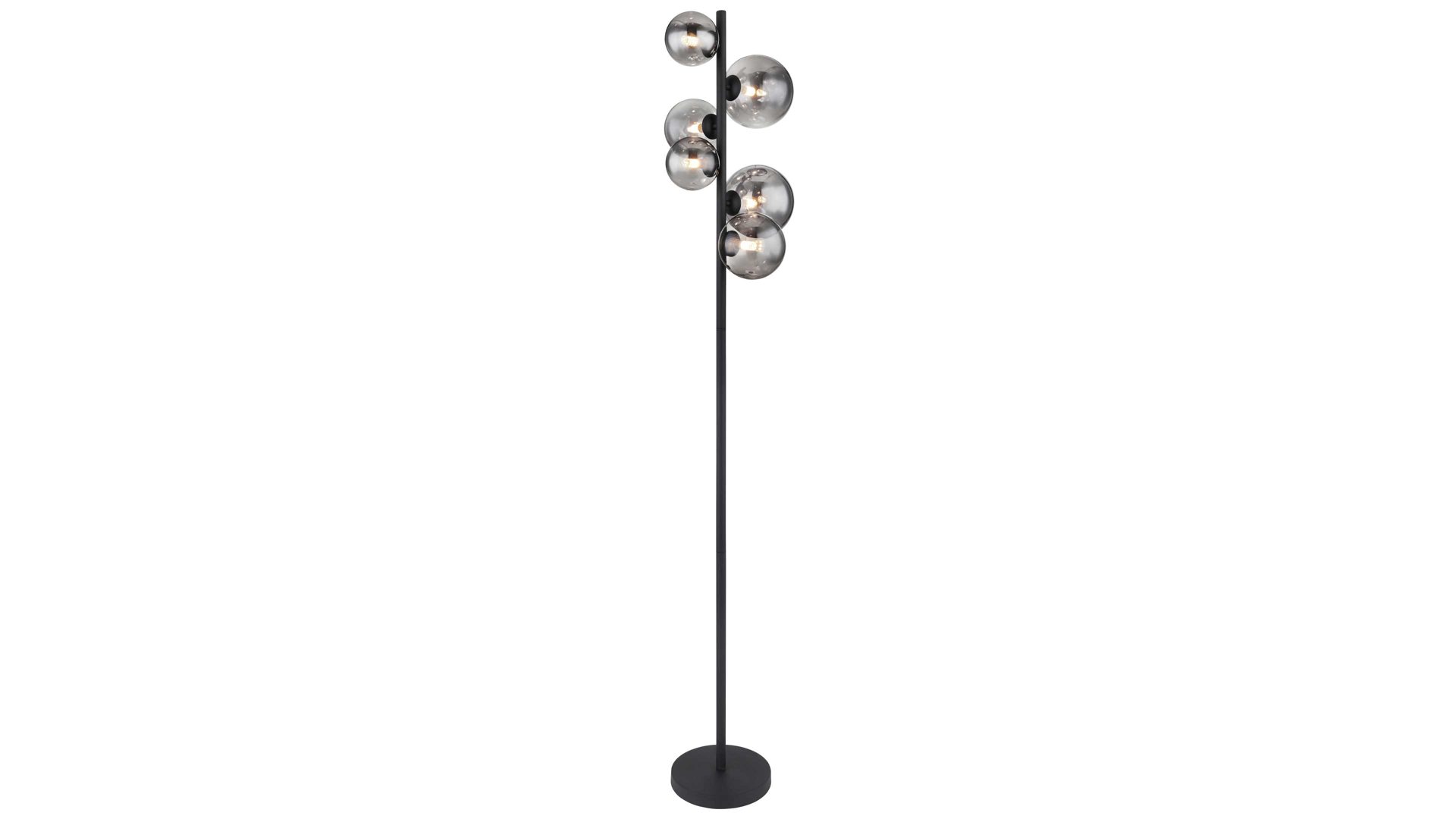 Stehleuchte Globo lighting aus Glas in Schwarz GLOBO Lampe-Serie Riha - Stehleuchte Rauchglas & mattschwarzes Metall - Höhe ca. 155 cm