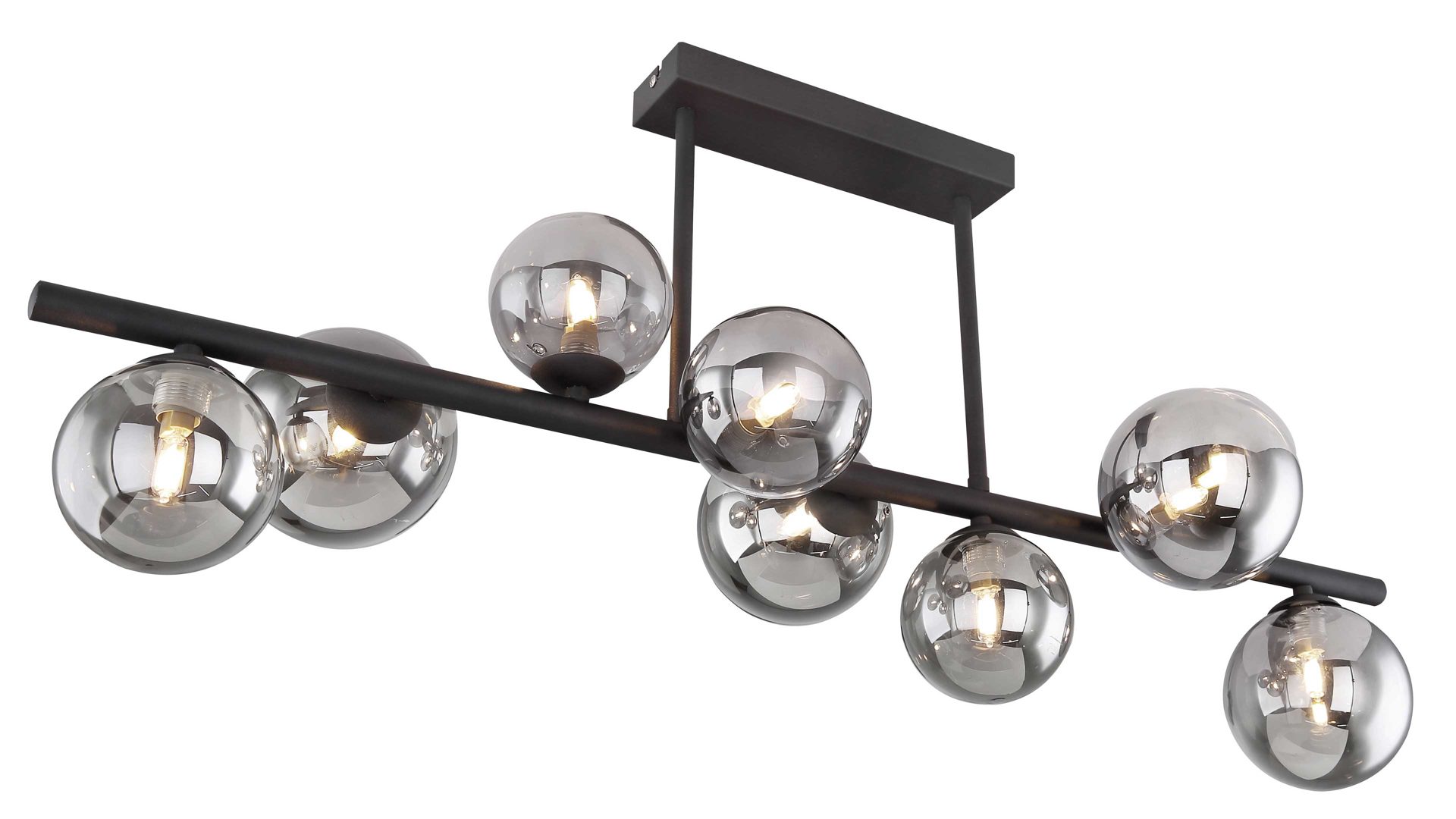 Deckenleuchte Globo lighting aus Glas in Schwarz GLOBO Lampe-Serie Riha - Deckenleuchte Rauchglas & mattschwarzes Metall - Länge ca. 87 cm