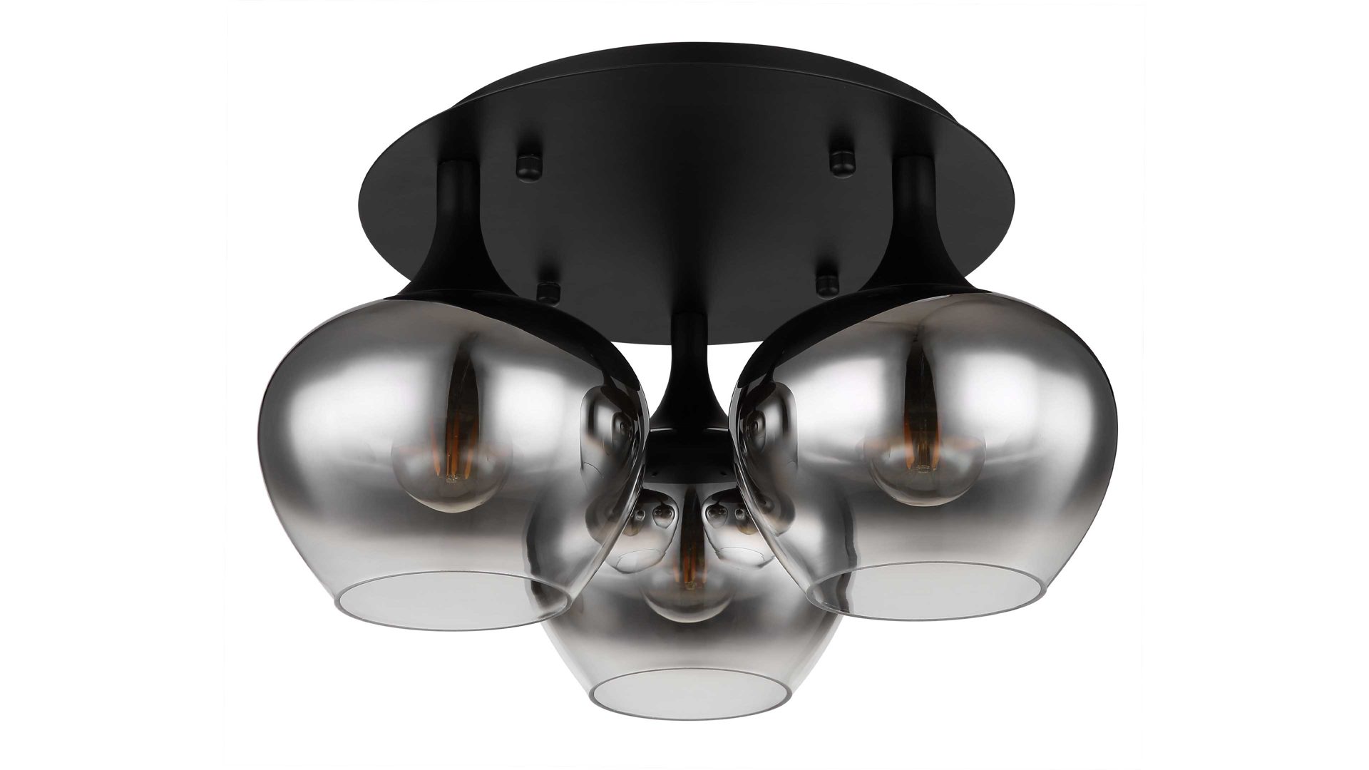 Deckenleuchte Globo lighting aus Glas in Schwarz GLOBO Lampe-Serie Maxy - Deckenleuchte Rauchglas & mattschwarzes Metall - Durchmesser ca. 45 cm
