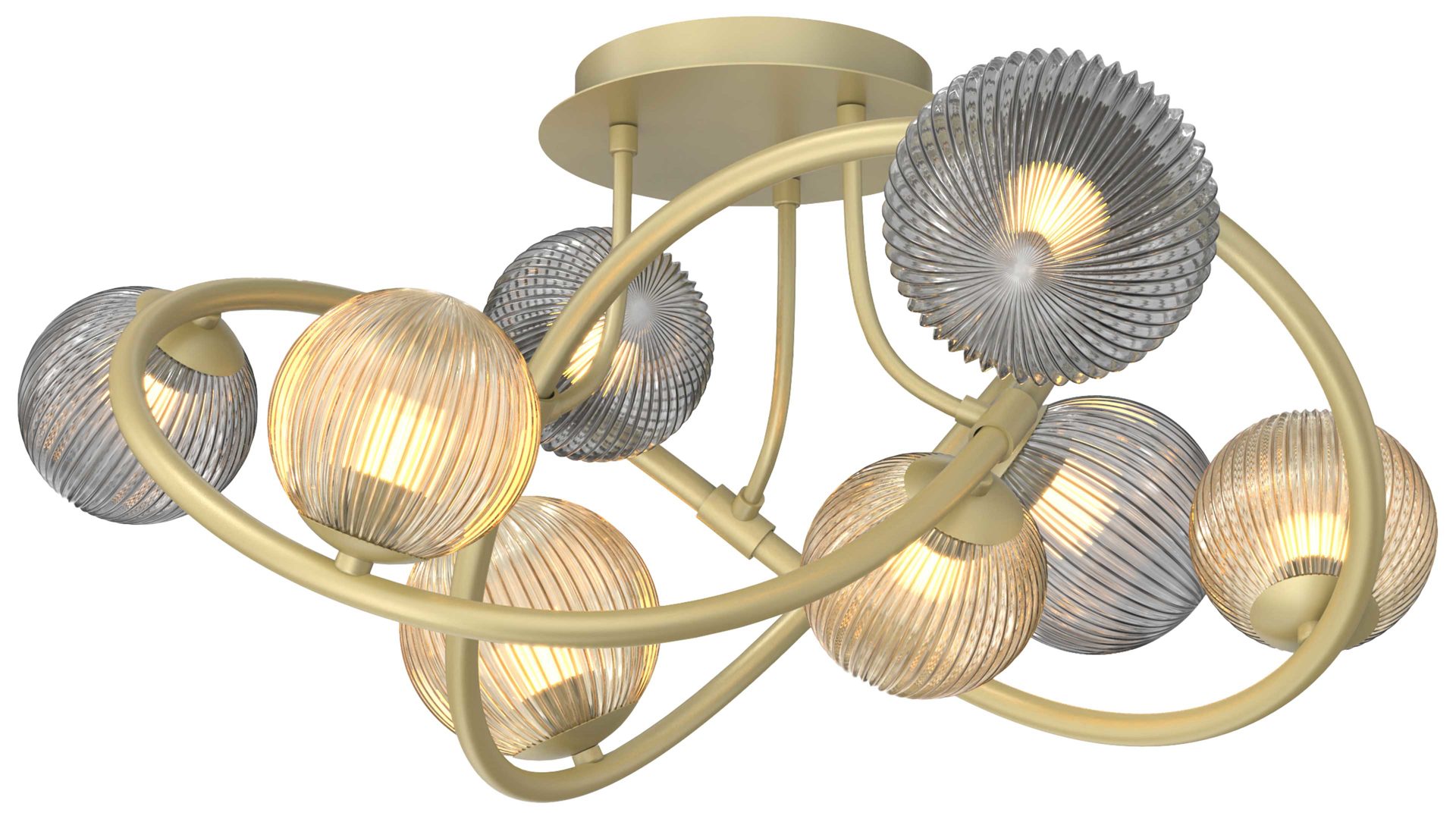 Deckenleuchte Global technics aus Glas in Gold Leuchten Serie Metz - Deckenlampe Rauch, Bernstein & Gold - Durchmesser ca. 64 cm