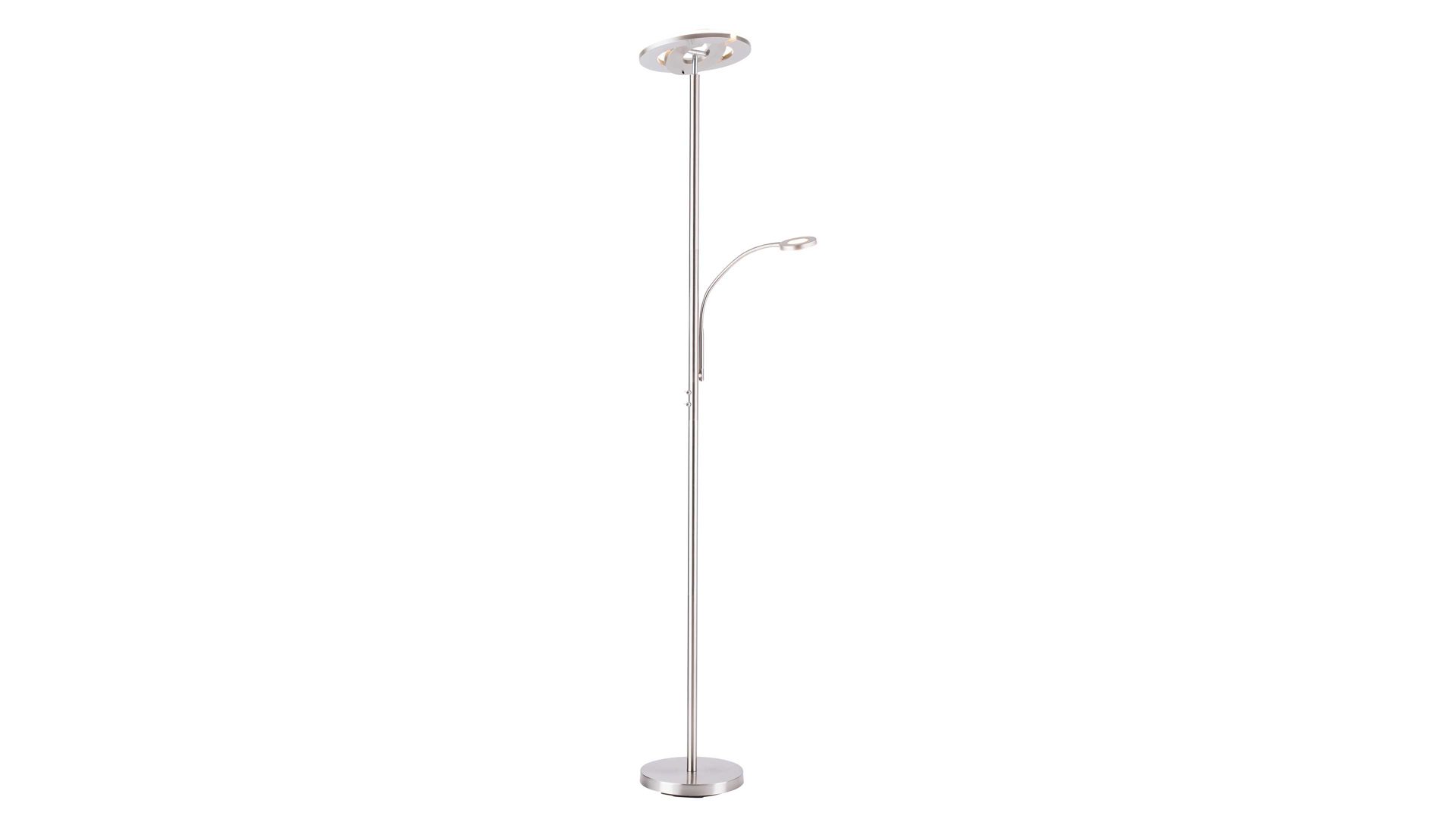 Stehleuchte Leuchtendirekt aus Metall in Metallfarben LeuchtenDirekt Leuchten Serie LOLAsmart - Deckenfluter Rocco stahlfarbenes Metall - Höhe ca. 181 cm