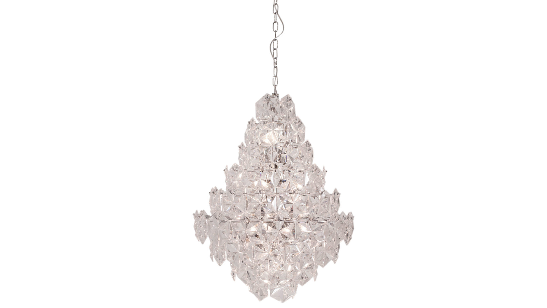 Pendelleuchte By rydens aus Metall in Transparent BY RYDÉNS Leuchten Serie Monarque Grande - Hängeleuchte Transparent & Chrom - Höhe ca. 75 cm