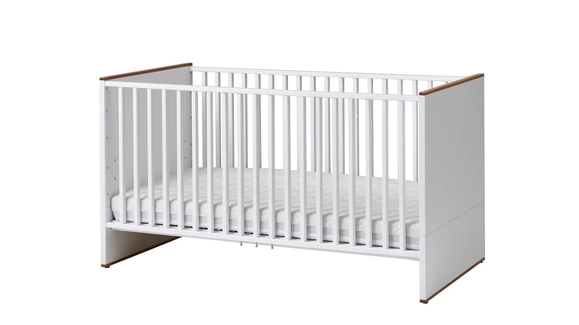 Babybett Paidi aus Holz in Weiß PAIDI Lieven - Babybettgestell Kreideweiß & Eiche Montana - Liegefläche ca. 70 x 140 cm
