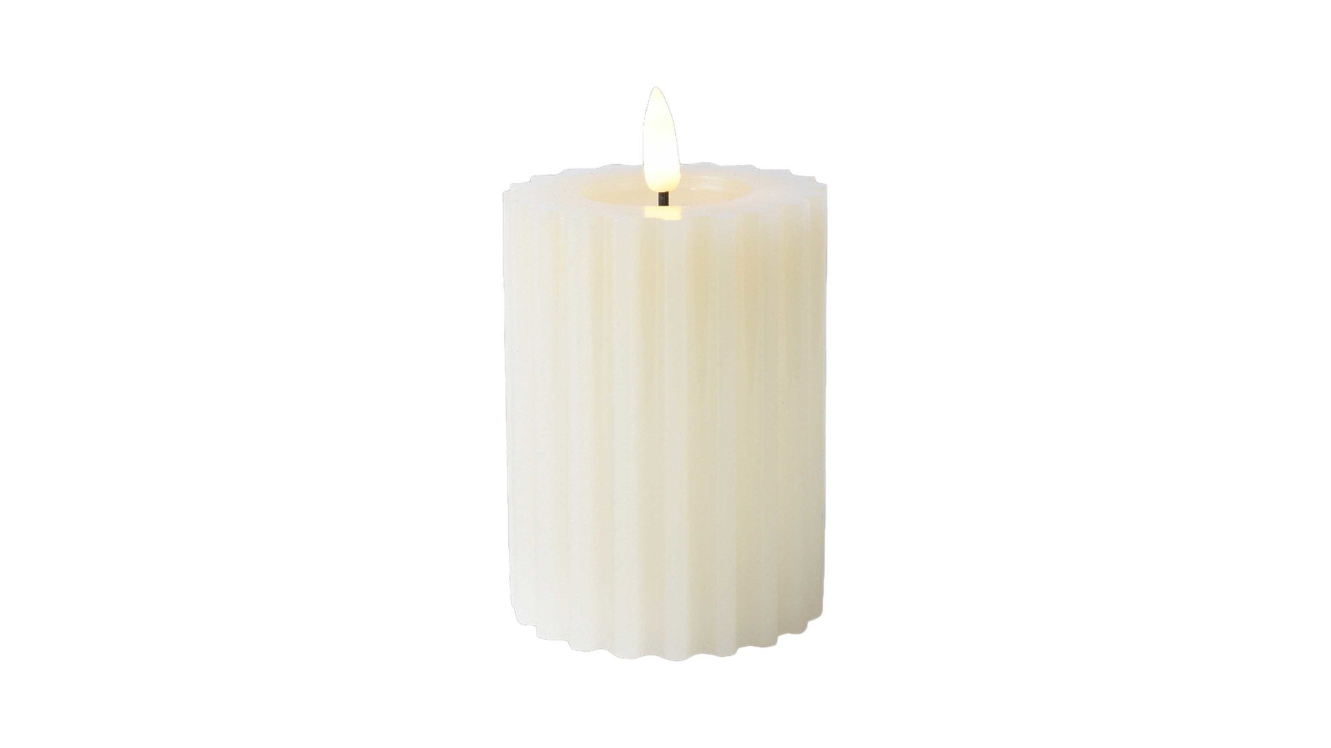 Kerze Kaemingk aus Wachs in Beige LED-Kerze cremefarbener Wachs - Höhe ca. 12 cm