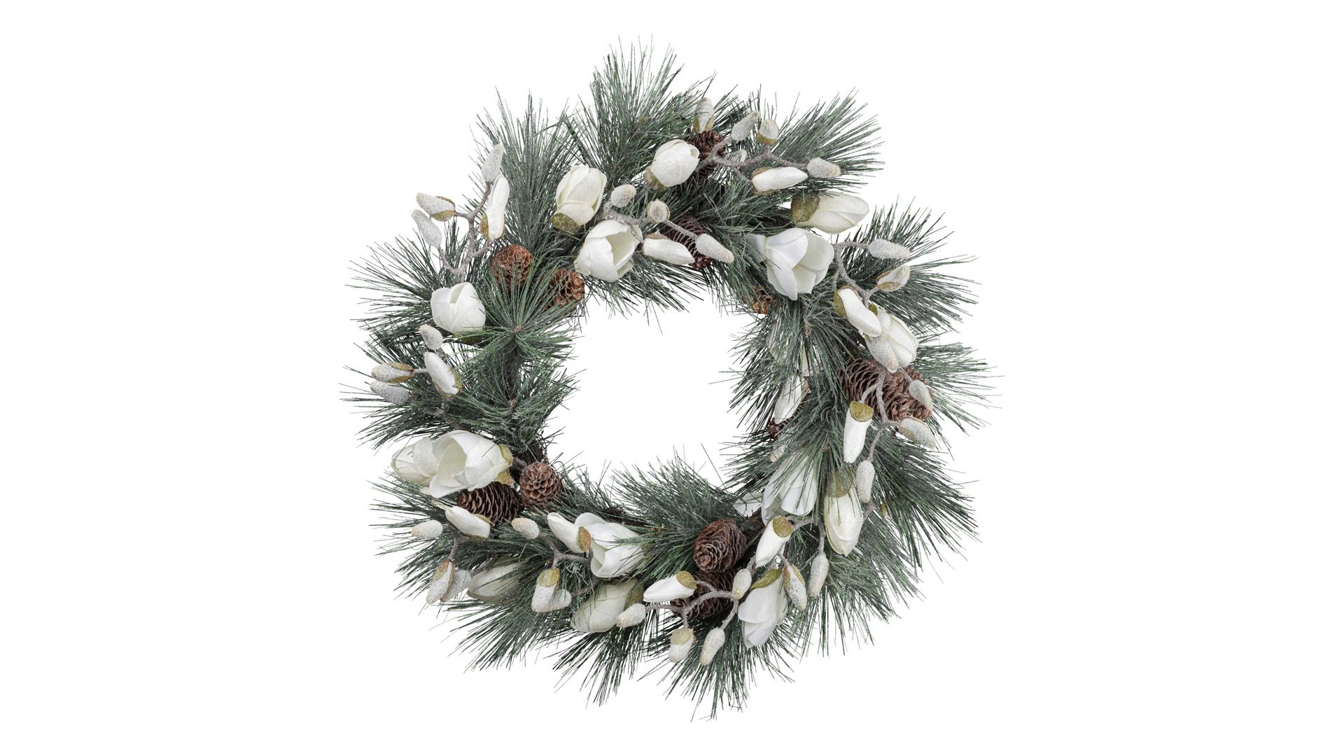 Kranz Gasper aus Kunststoff in Weiß Magnolienkranz Waldemar künstliche Blüten – Durchmesser ca. 51 cm