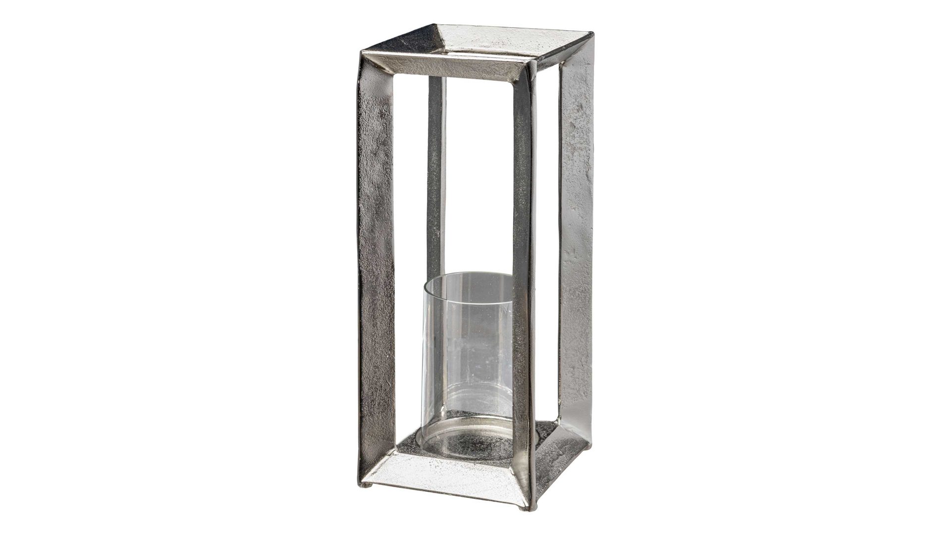 Laterne Gasper aus Metall in Silber Laterne Torino silberfarbenes Aluminium - Höhe ca. 40 cm