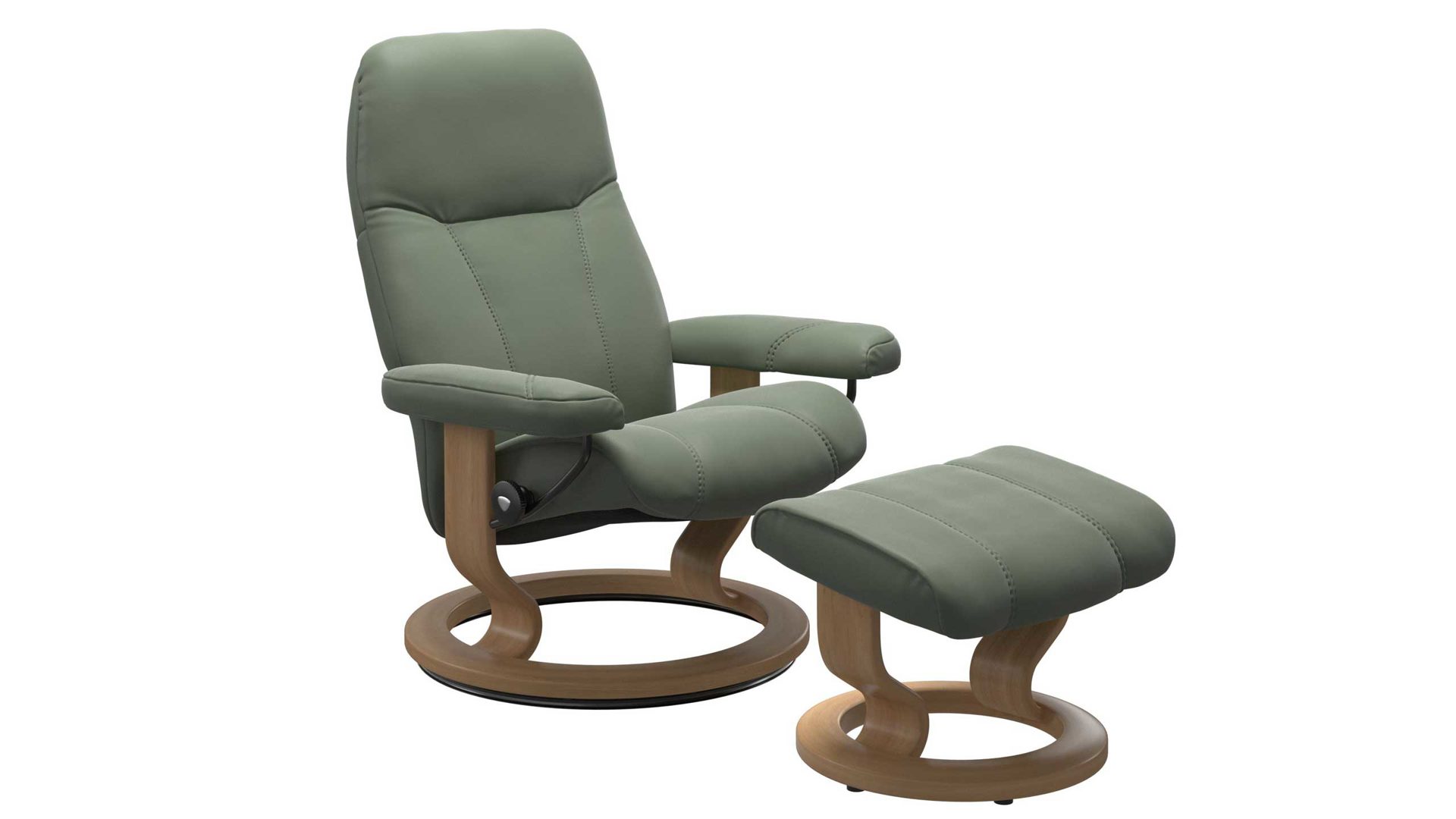 Sessel Ekornes aus Leder in Dunkelgrün Holzfarben Hell Stressless CONSUL L Relax-Sessel und Hocker Leder Large, Leder Batick 89 Thyme Green, Gestell 04 Eiche