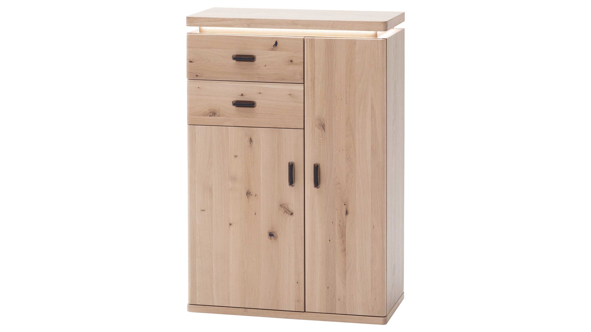 Kombikommode Mca furniture aus Holz in Holzfarben Garderobenprogramm Barcelona - Kombikommode geölte Wildeiche – zwei Türen, zwei Schubladen, Breite ca. 75 cm