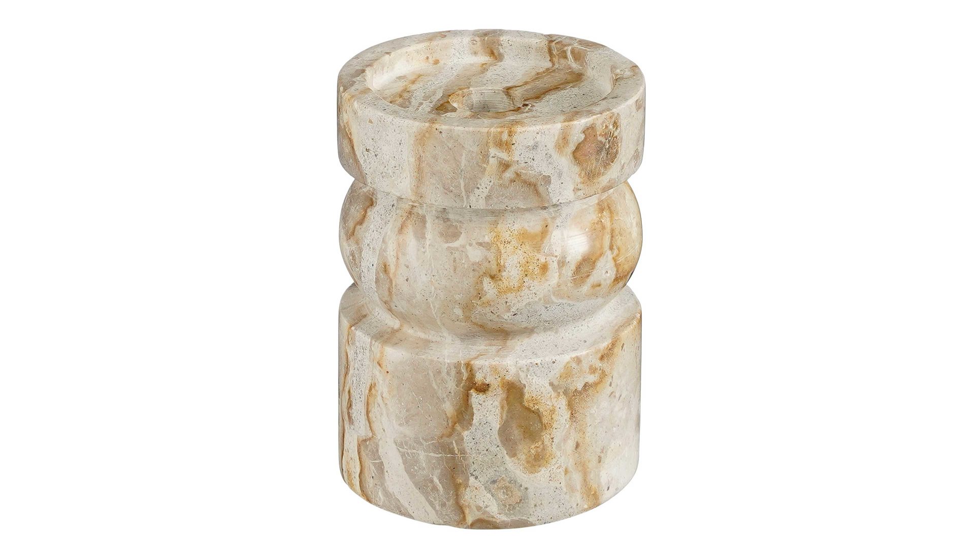 Kerzenständer Edelman® aus Stein in Beige Kerzenhalter Edgar beige marmorierter Marmor - Höhe ca. 12 cm
