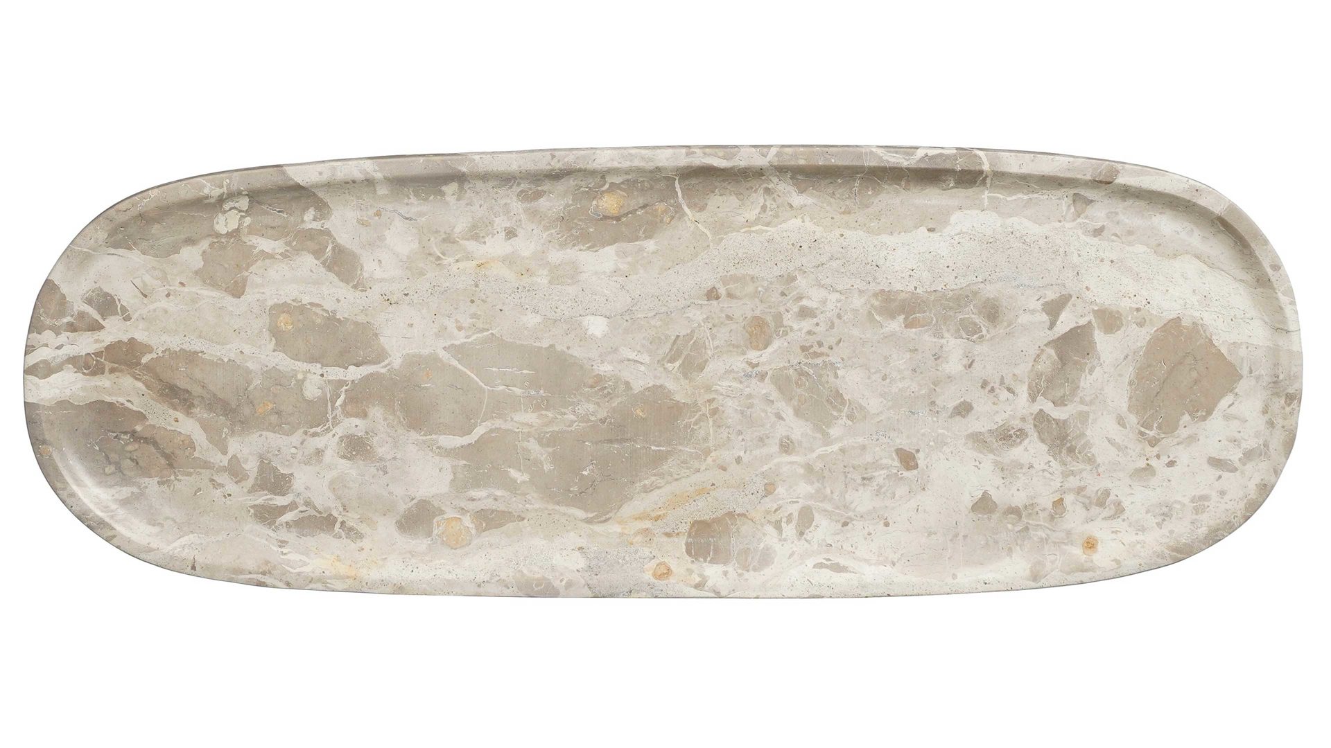 Tablett Edelman® aus Stein in Beige Tablett Finnos beige marmorierter Marmor - Länge ca. 50 cm