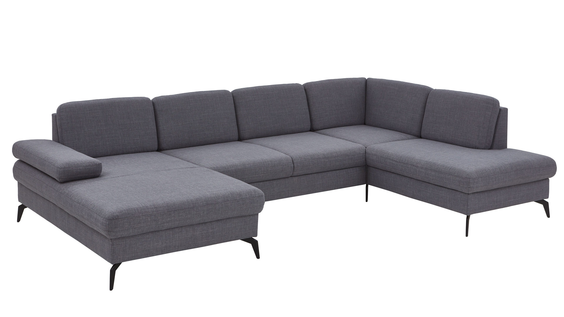 Ecksofa Steinpol sit&more aus Stoff in Dunkelgrau Polsterprogramm Morris - Wohnlandschaft dunkelgraues Flachgewebe - Stellfläche ca. 337 x 215 cm