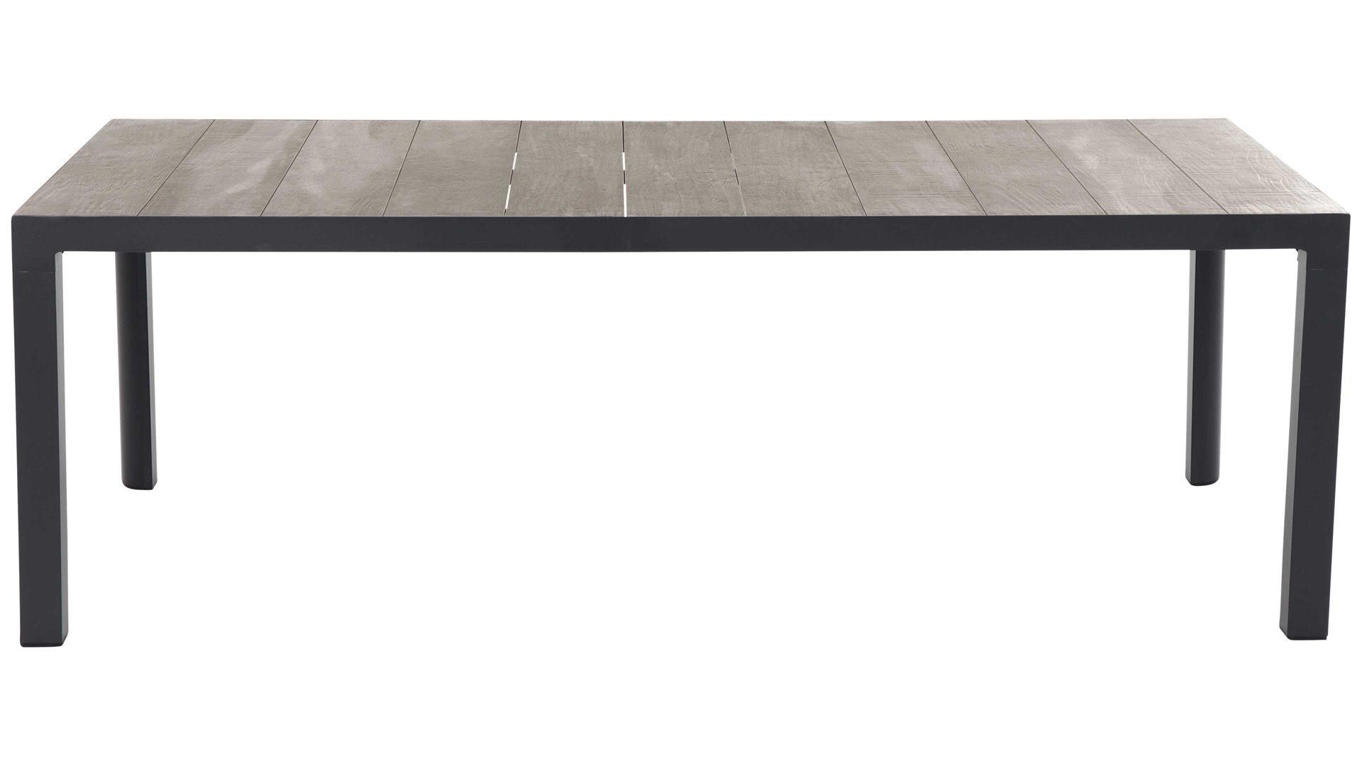 Gartentisch Gautzsch aus Metall in Dunkelgrau Gartentisch Silva Wood Grey & Anthrazit – ca. 140 x 100 cm