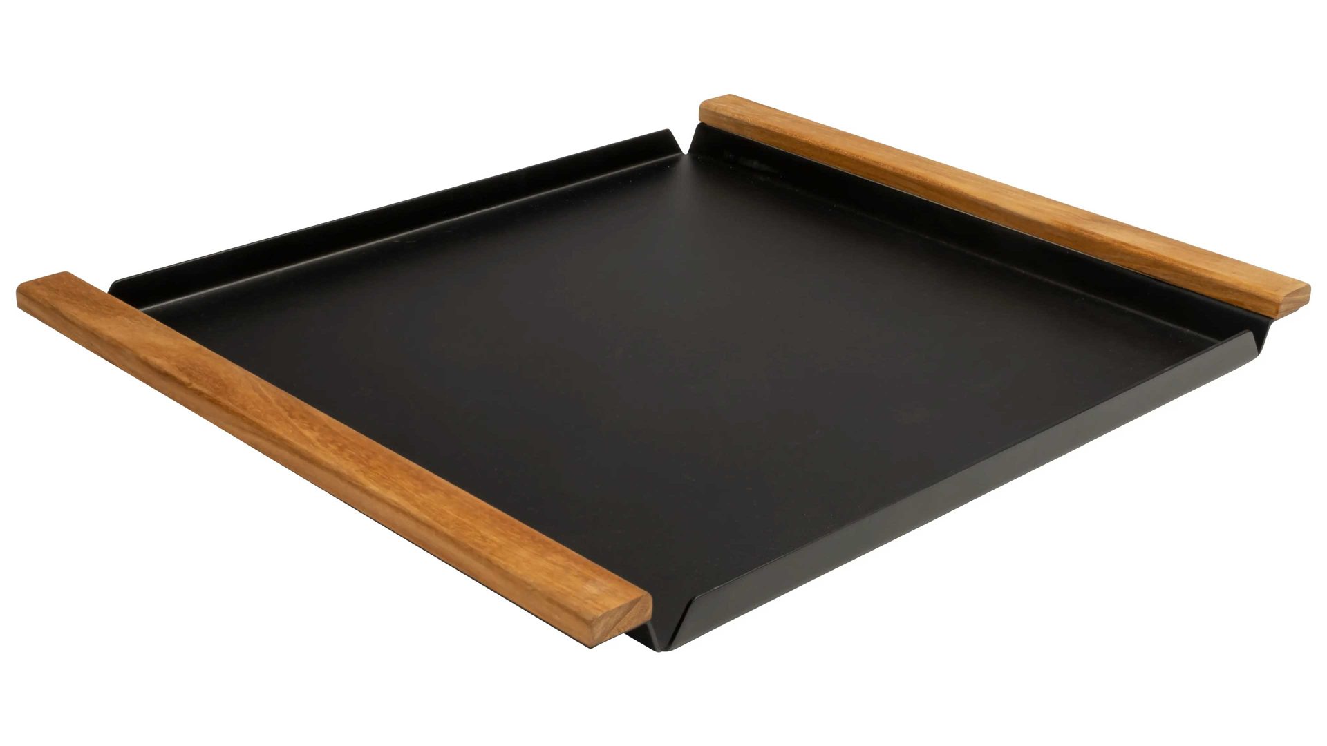 Tablett Stern® aus Metall in Anthrazit STERN® Tablett anthrazitfarbenes Aluminium & Teakholz - ca. 48 x 40 cm