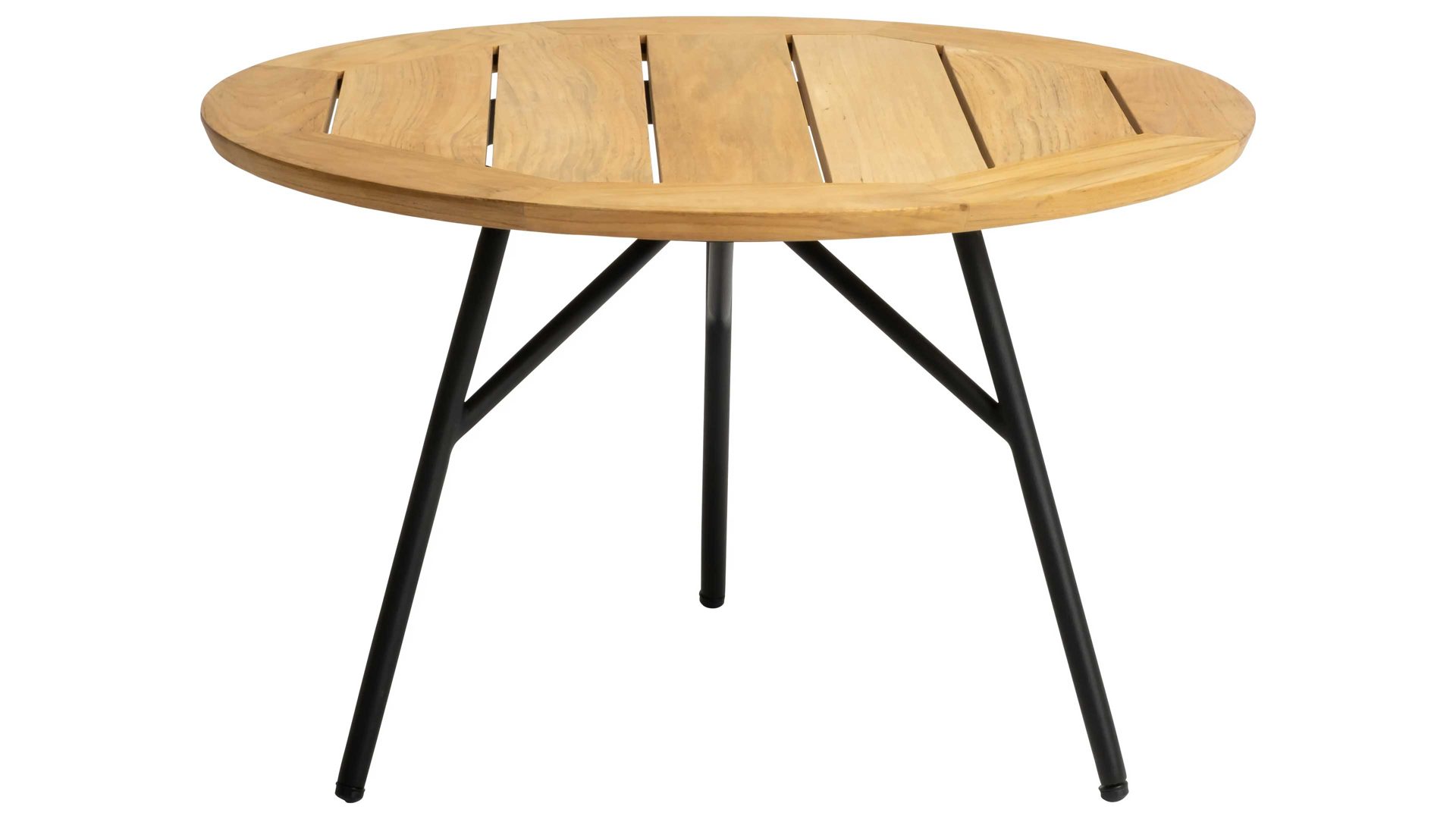 Gartentisch Stern® aus Holz in Holzfarben STERN® Tisch Serie Frida - Beistelltisch Teakholz & schwarzes Aluminium - Durchmesser ca. 65 cm