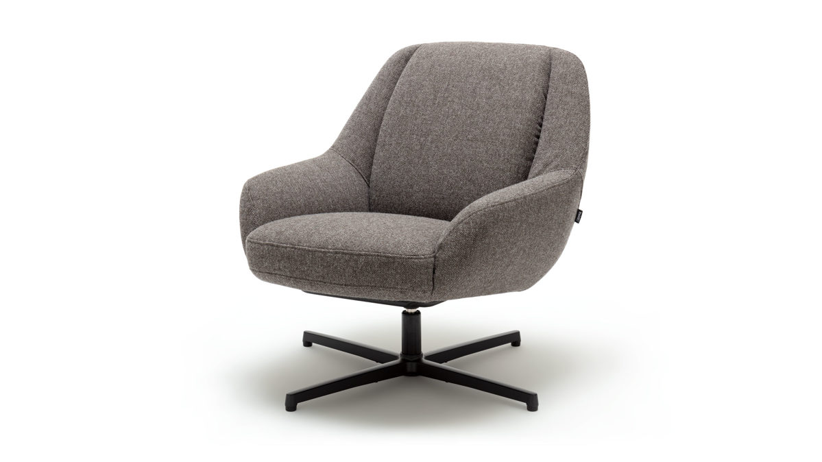 Einzelsessel Freistil aus Metall Stoff in Dunkelgrau ROLF BENZ freistil 138 Sessel mit Kreuzfuss - FREI PLANBAR - Stoff 3041 zeltgrau, drehbares Gestell mit Kreuzfuss