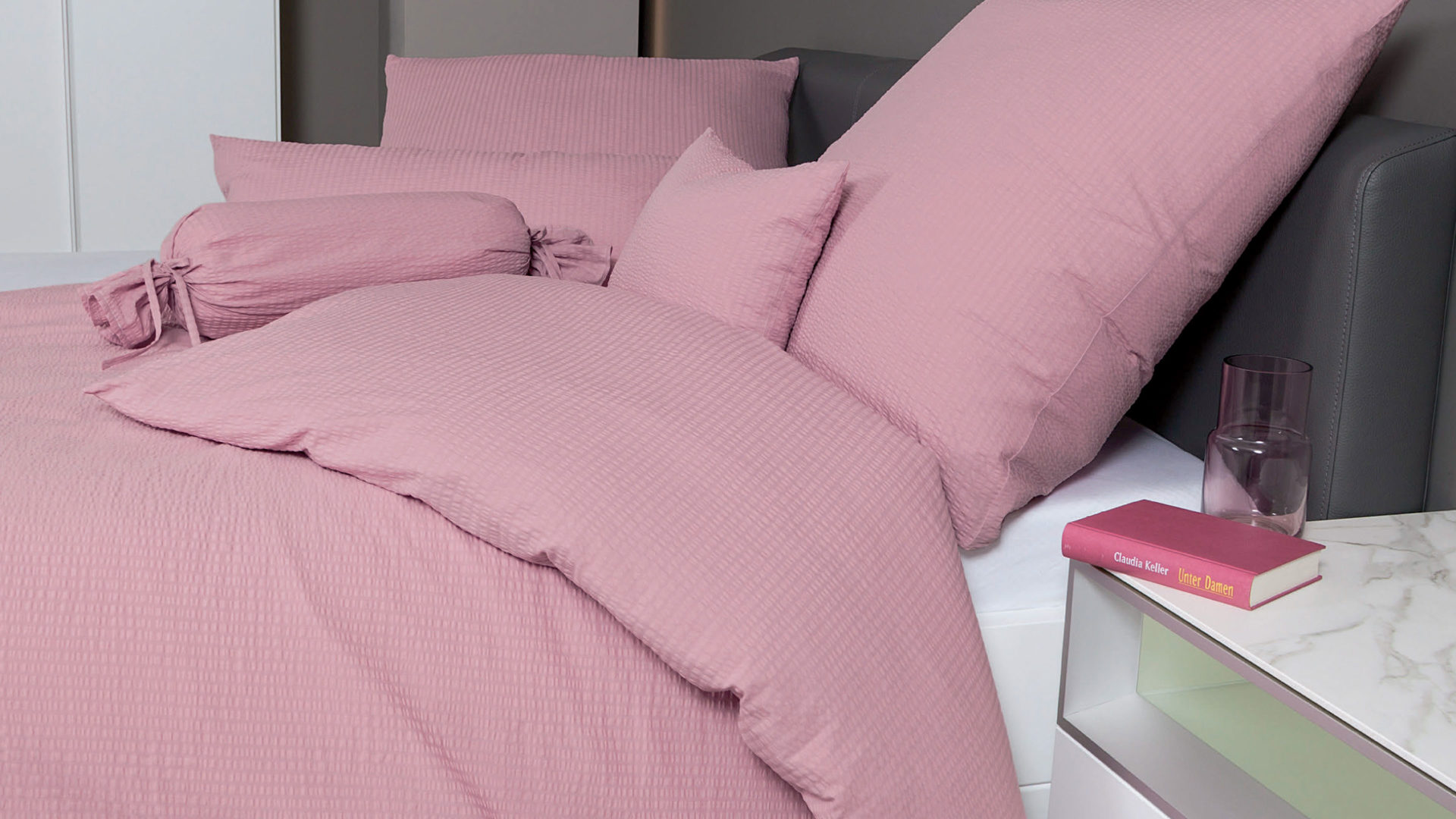 Bettwäsche-Set Janine® aus Naturfaser in Pink Janine® Bettwäsche-Set kreiderosé – ca. 200 x 200 cm