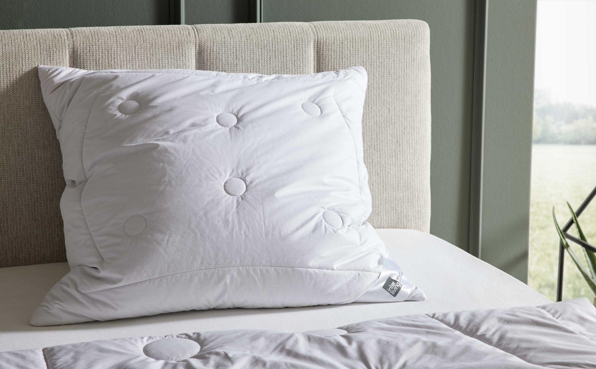 Kopfkissen Interliving aus Naturfaser in Weiß Interliving Kopfkissen Serie 9206 - Kamelhaarkissen Kamelhaarflaum & Federn, ca. 1.000 g - ca. 80 x 80 cm