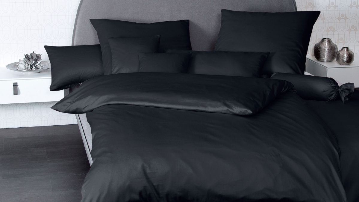 Bettwäsche-Set Janine® aus Naturfaser in Schwarz Janine® Bettwäsche-Set Schwarz - ca. 155 x 220 cm