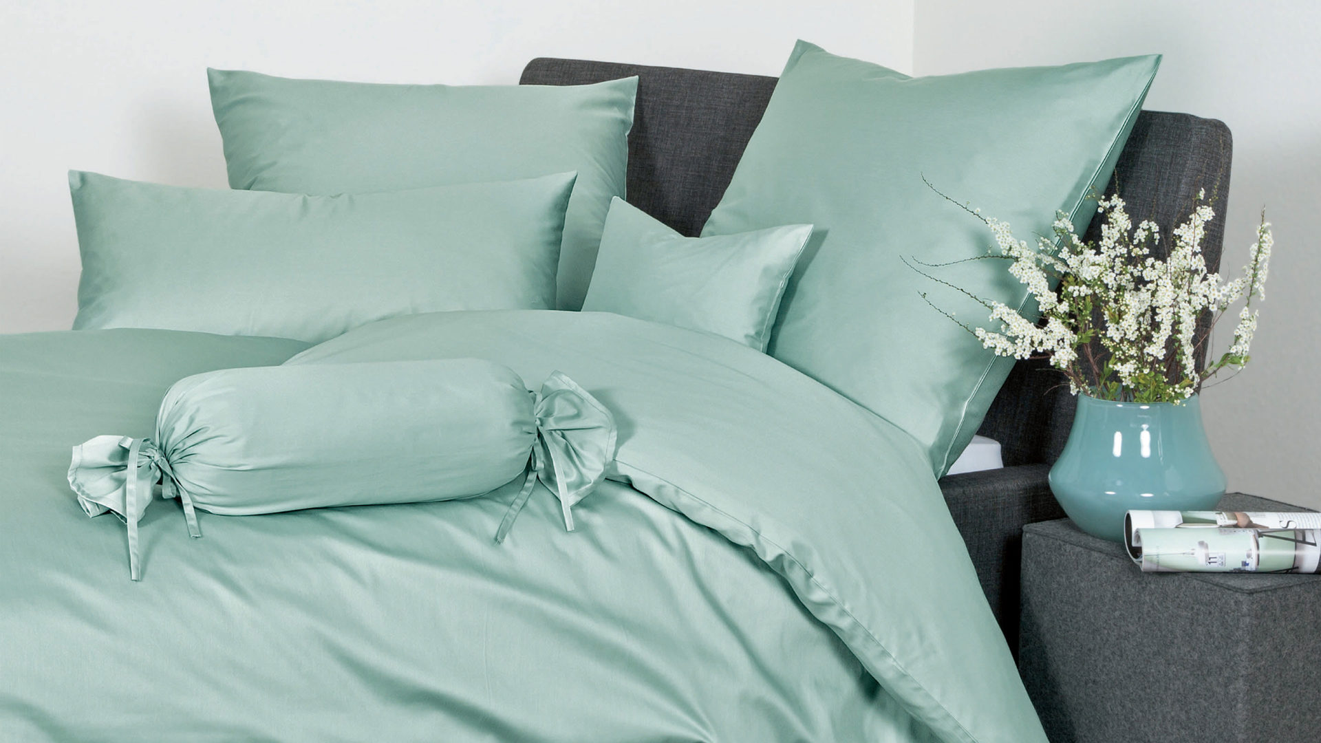 Bettwäsche-Set Janine® aus Naturfaser in Fichte Janine® Bettwäsche-Set Rauchgrün - ca. 135 x 200 cm