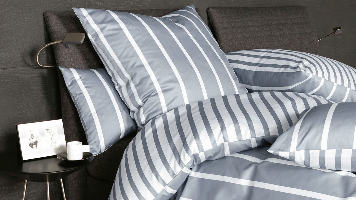 Bettwäsche-Set Janine® aus Naturfaser in Hellgrau Janine® Bettwäsche-Set Platin - ca. 155 x 220 cm