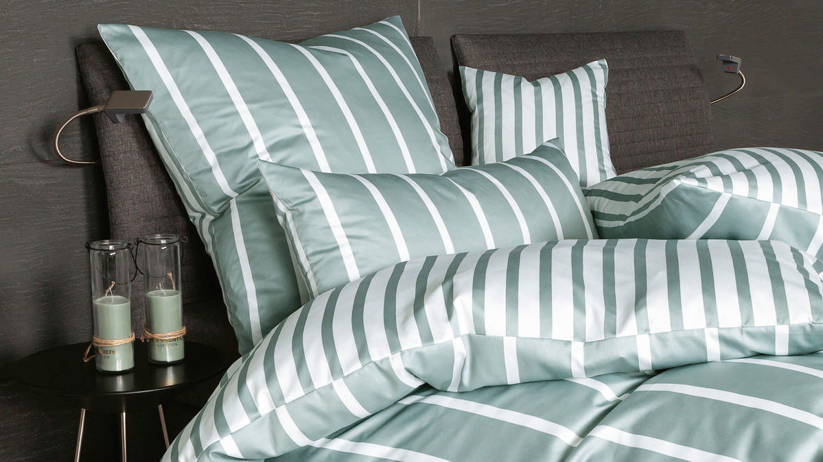 Bettwäsche-Set Janine® aus Naturfaser in Smaragd Janine® Bettwäsche-Set Salbeigrün - ca. 155 x 220 cm