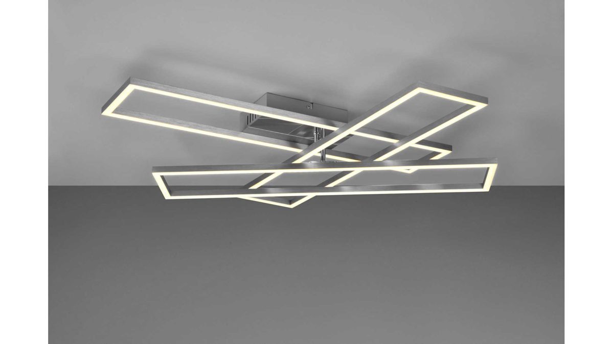 Deckenleuchte Reality leuchten aus Metall in Nickel Reality Leuchten LED-Deckenleuchte CORSO Nickel matt - ca. 66 x 10 x 60 cm